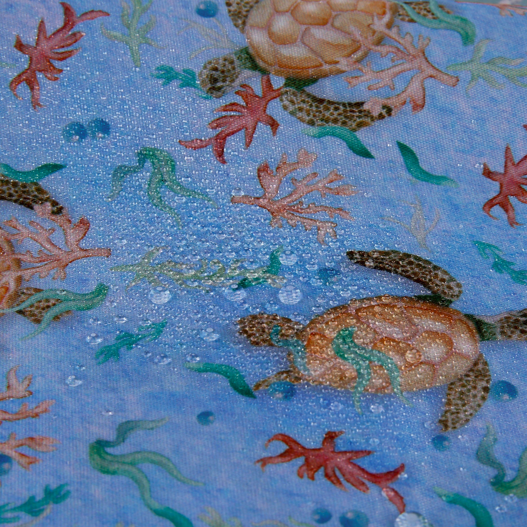 KA91BU - Eco Chic Folding Automatic Umbrella Sea Turtles Blue