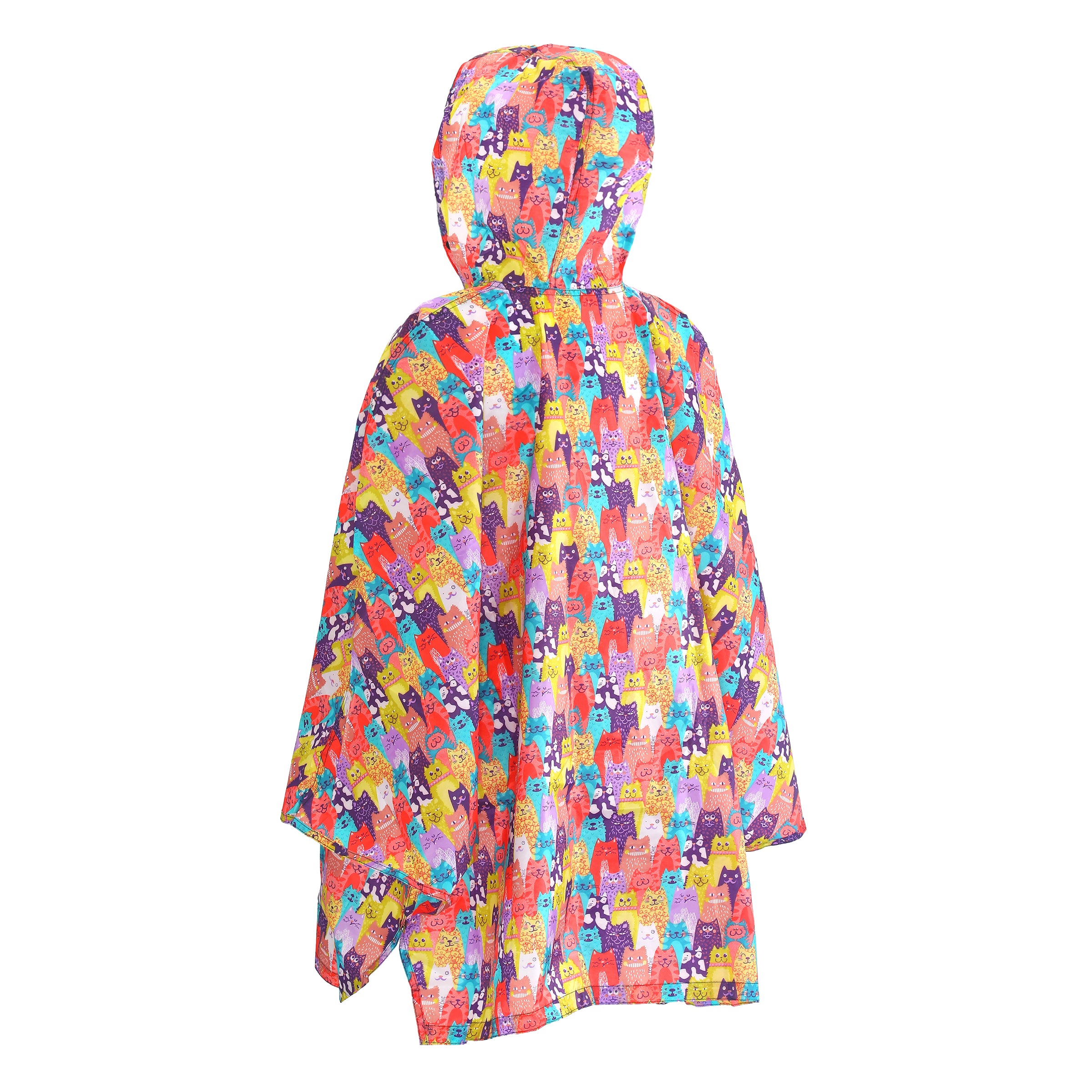 L06ME - Eco Chic Waterproof Foldable Adult Poncho Stacking Cats Multiple (Pack of 2)