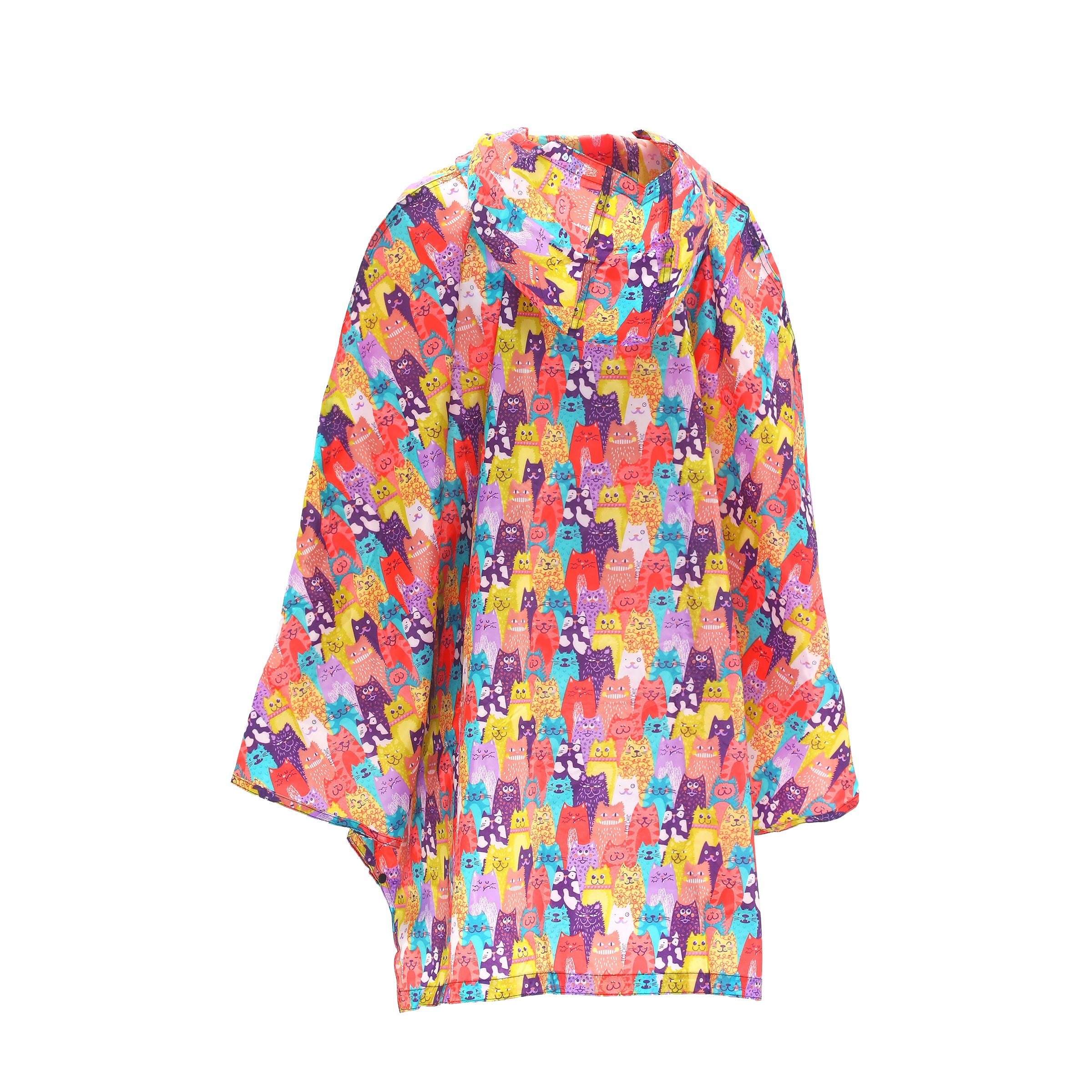 L06ME - Eco Chic Waterproof Foldable Adult Poncho Stacking Cats Multiple (Pack of 2)