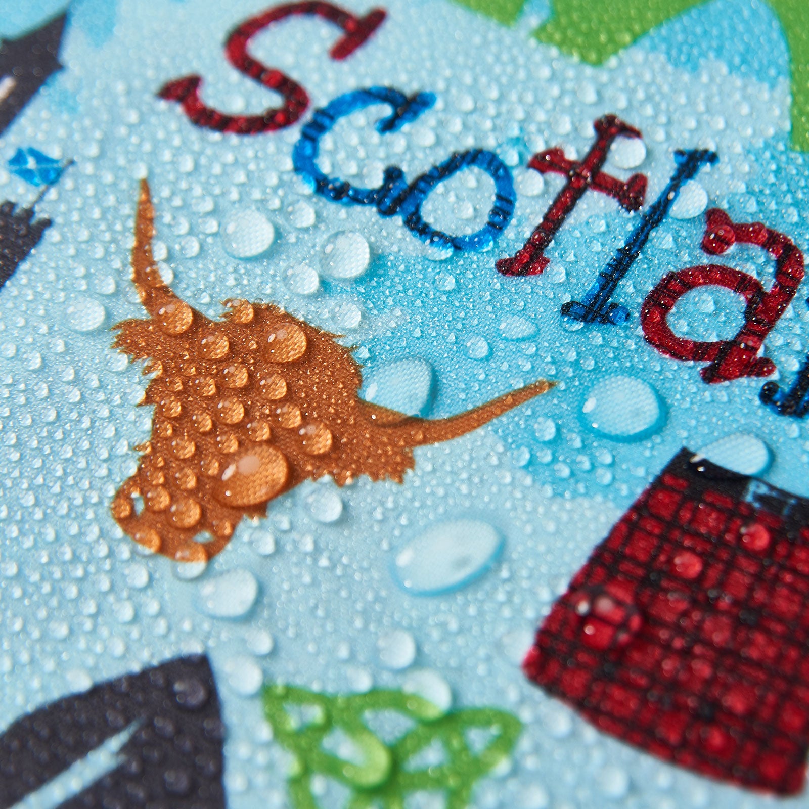 L12BU - Eco Chic Waterproof Foldable Adult Poncho Scottish Montage Blue (Pack of 2)