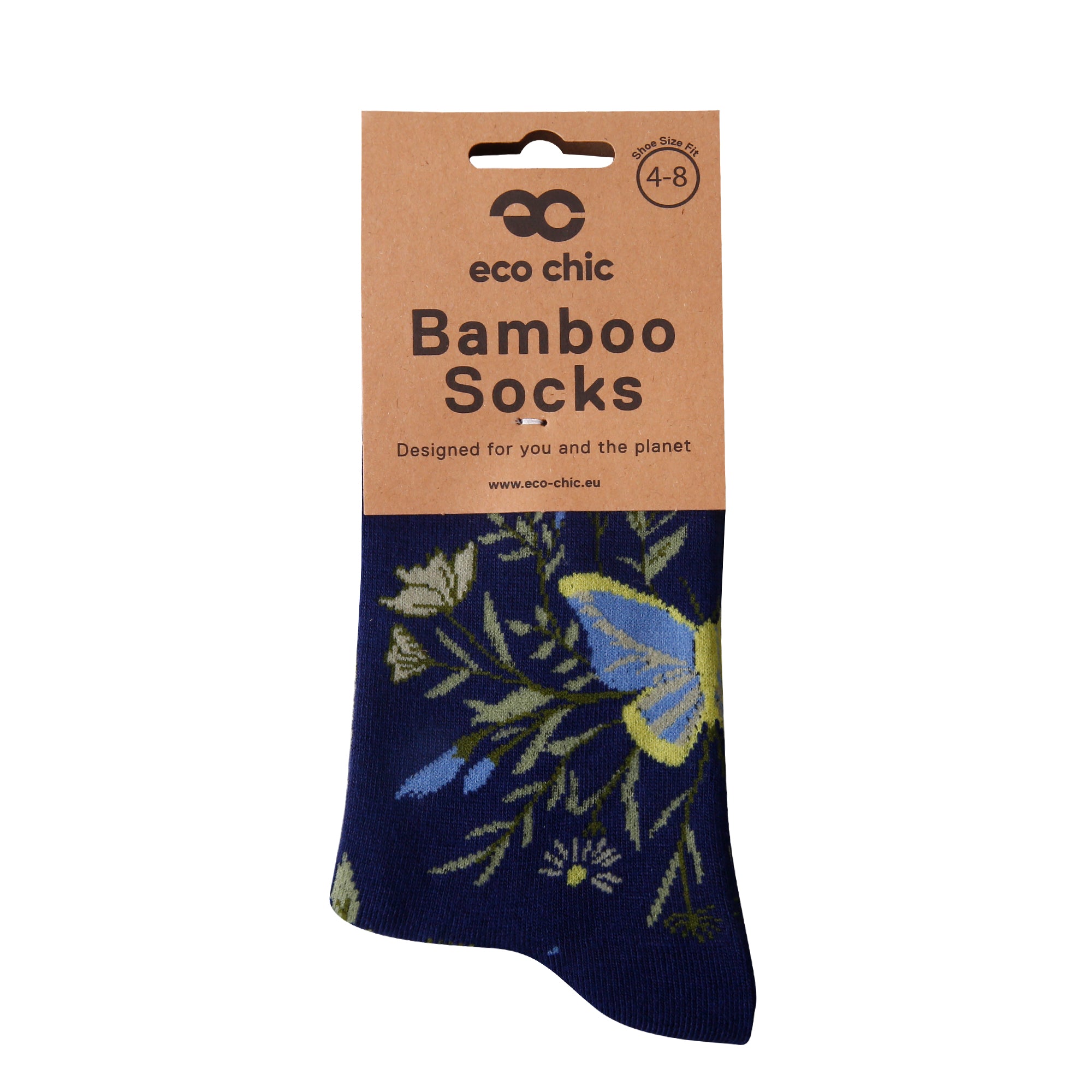 SK103NY - Eco Chic Eco-Friendly Bamboo Socks Butterflies Navy