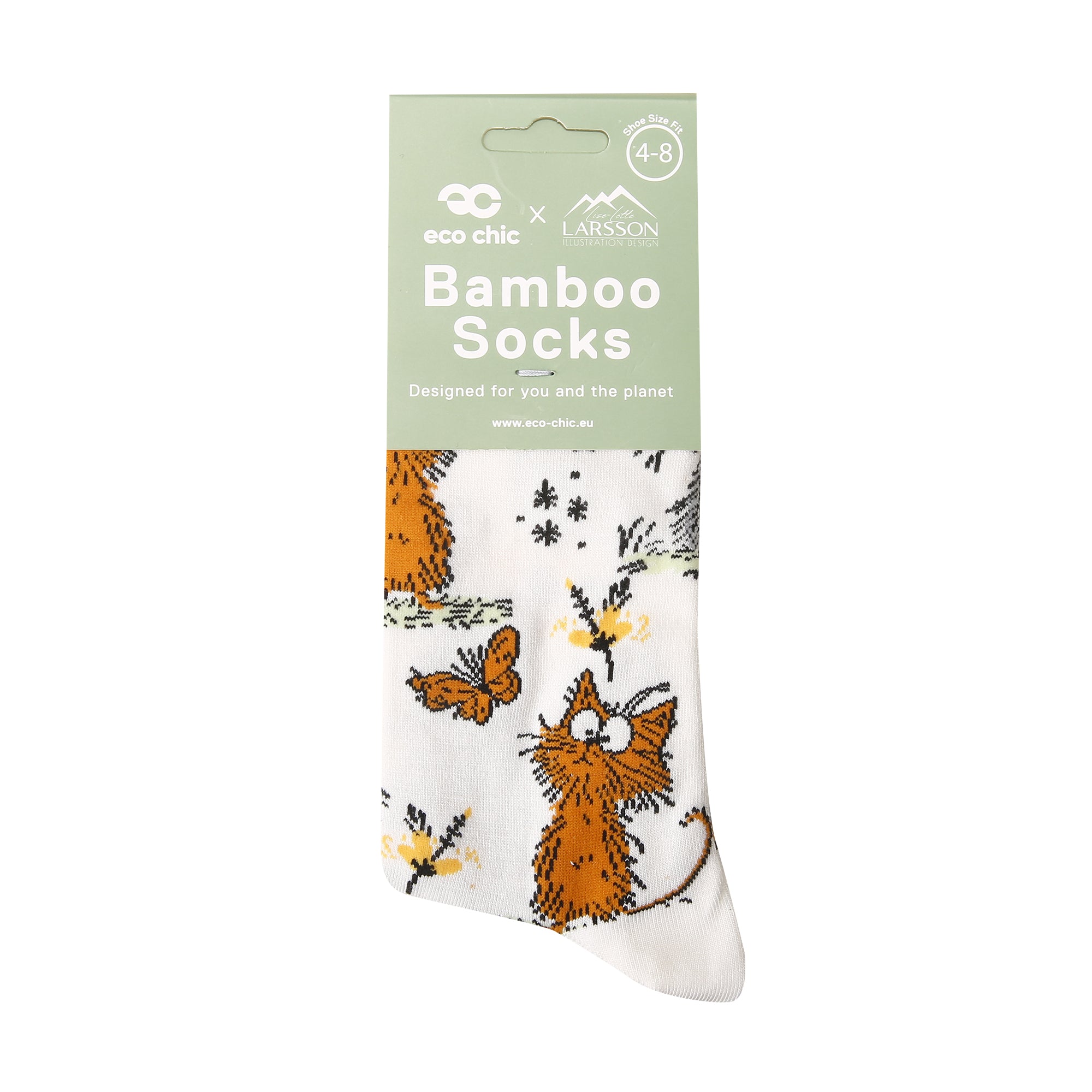 SK111WT - Eco Chic Eco-Friendly Bamboo Socks Whimsy Cats White