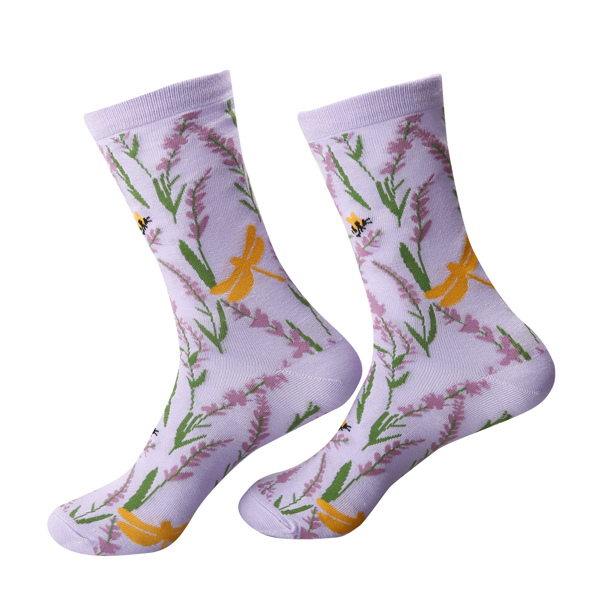SK113LC - Eco Chic Eco-Friendly Bamboo Socks Lavender with Dragonfly Lilac
