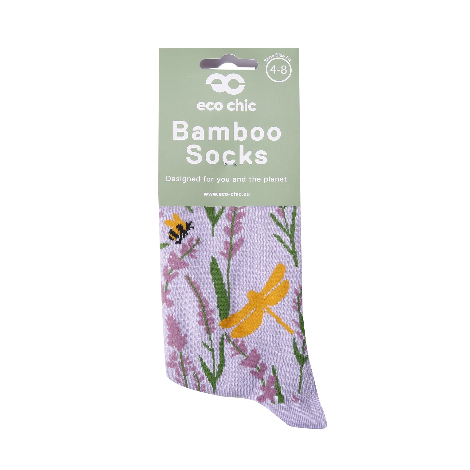 SK113LC - Eco Chic Eco-Friendly Bamboo Socks Lavender with Dragonfly Lilac