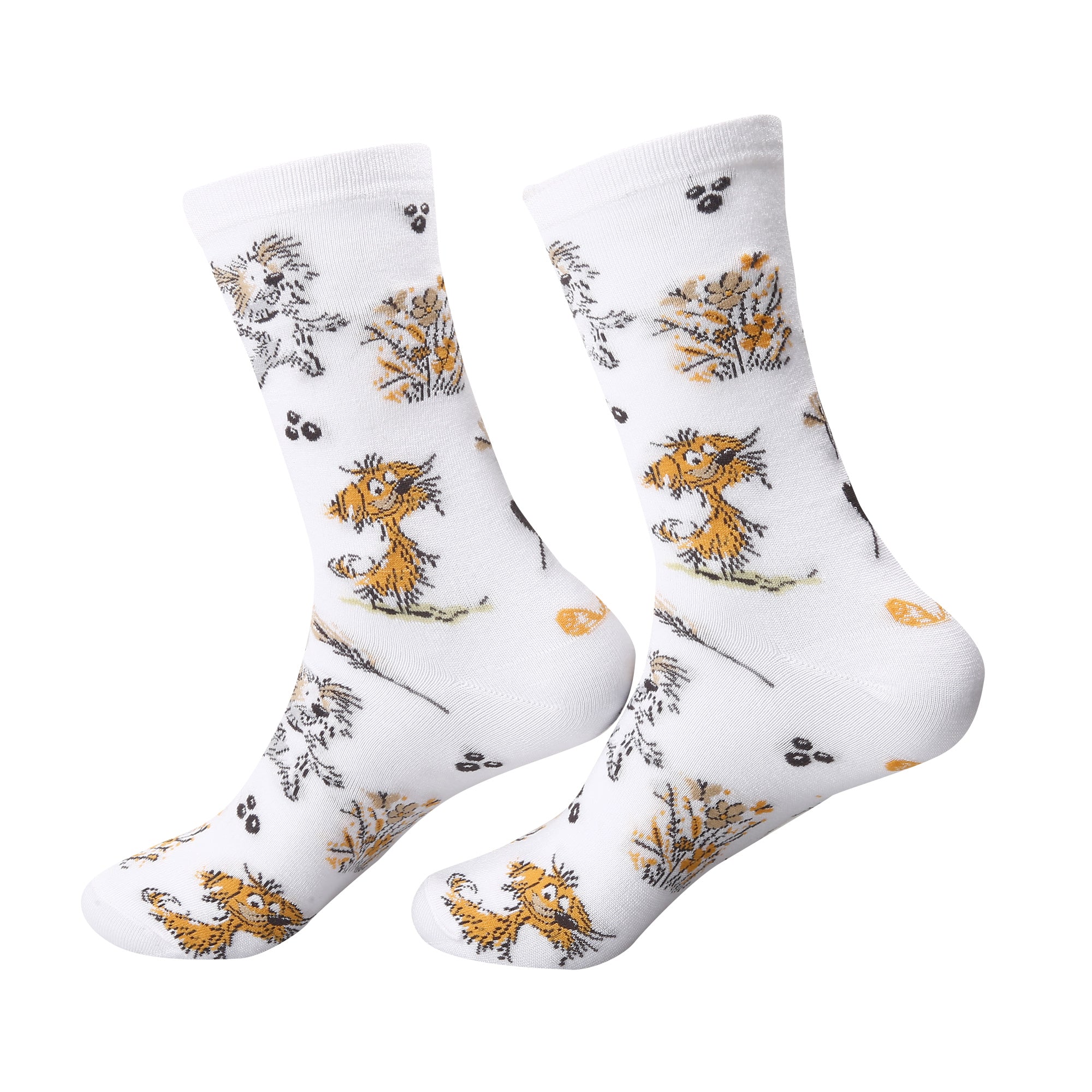 SK118WT - Eco Chic Eco-Friendly Bamboo Socks Whimsy Dogs White