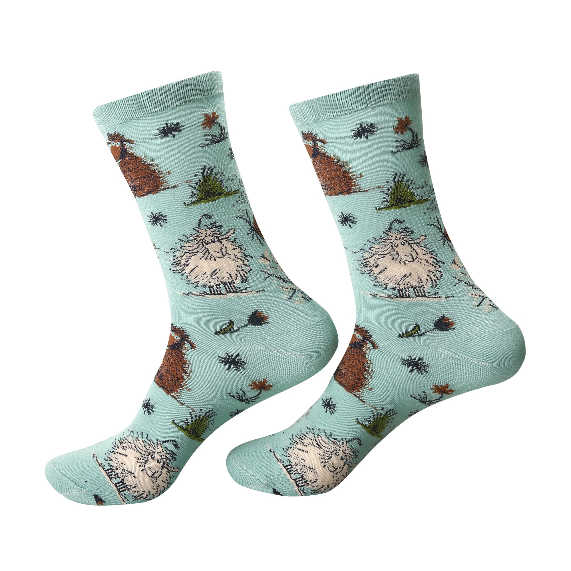 SK119GN - Eco Chic Eco-Friendly Bamboo Socks Whimsy Sheep Green