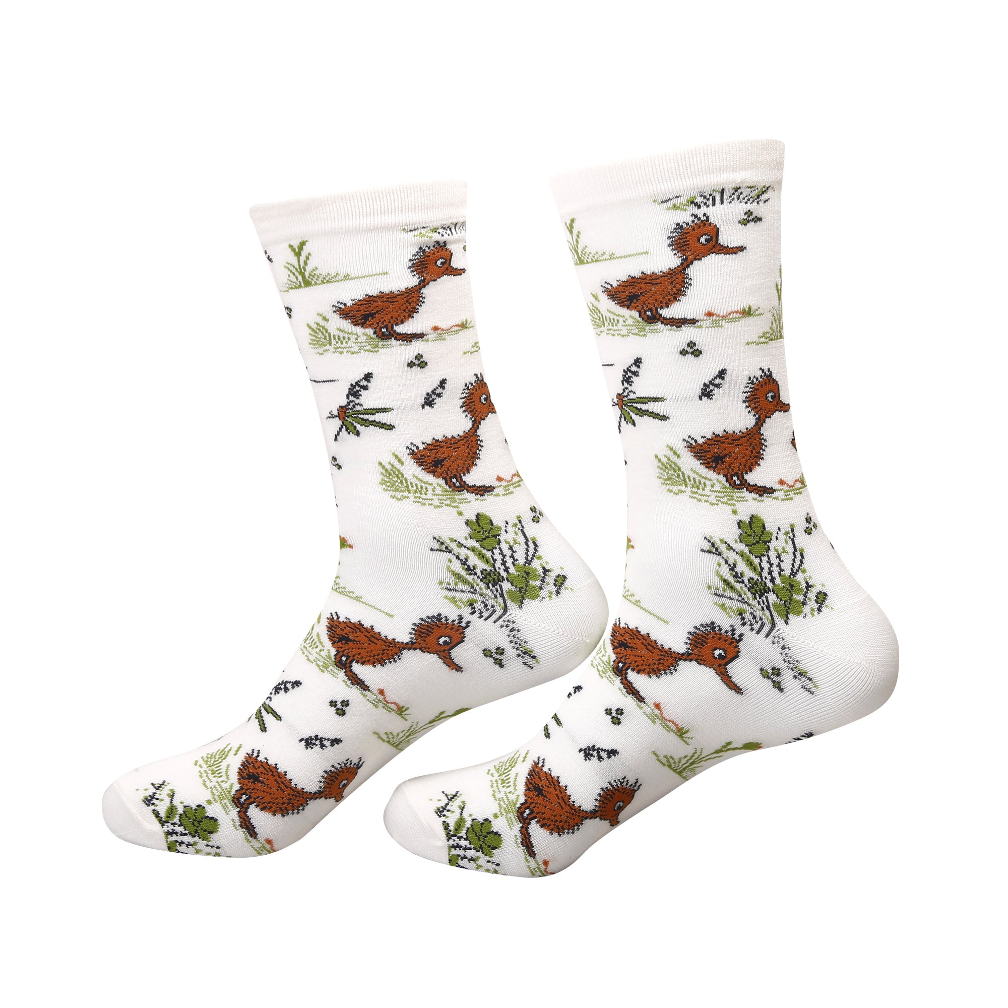 SK120WT - Eco Chic Eco-Friendly Bamboo Socks Whimsy Ducks White