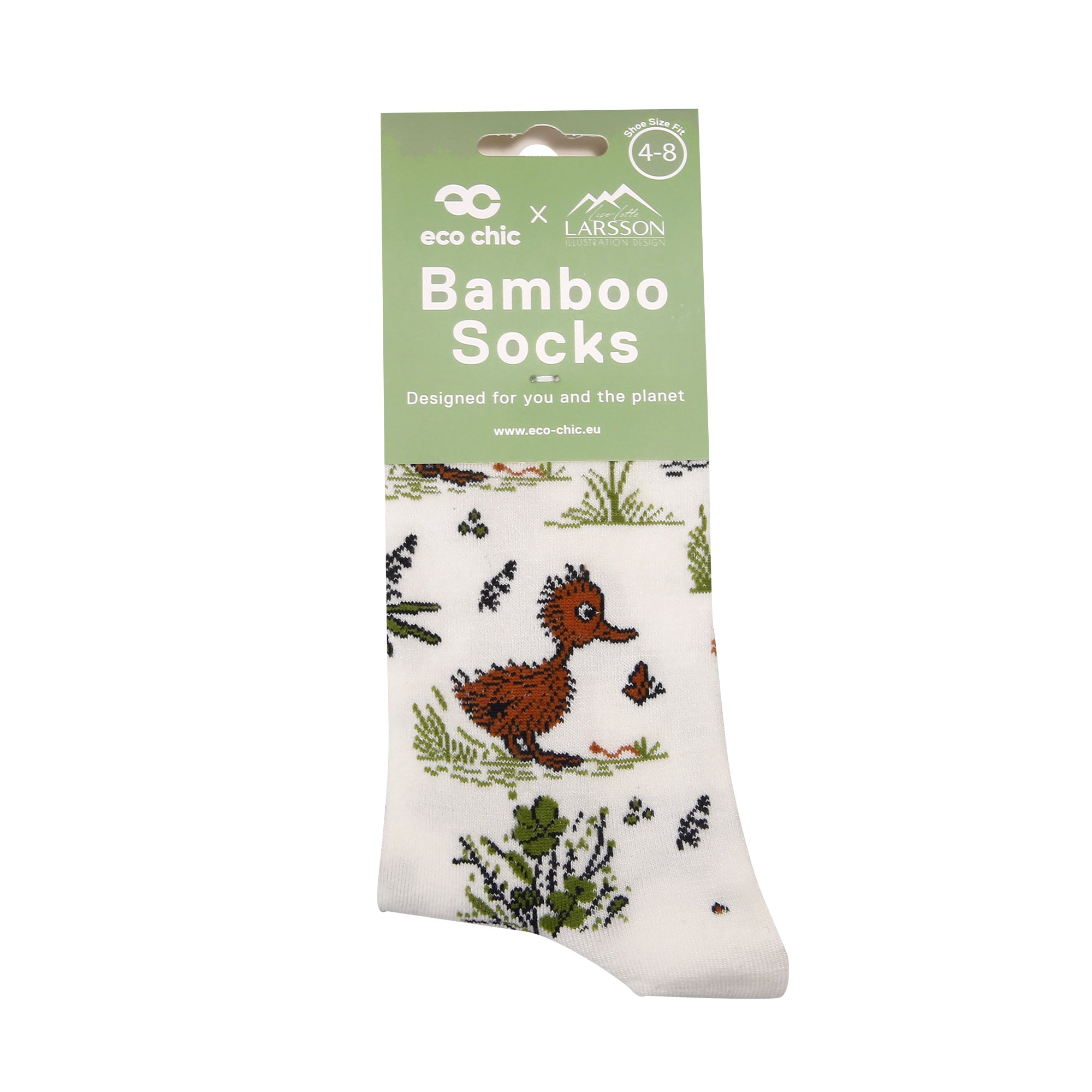 SK120WT - Eco Chic Eco-Friendly Bamboo Socks Whimsy Ducks White