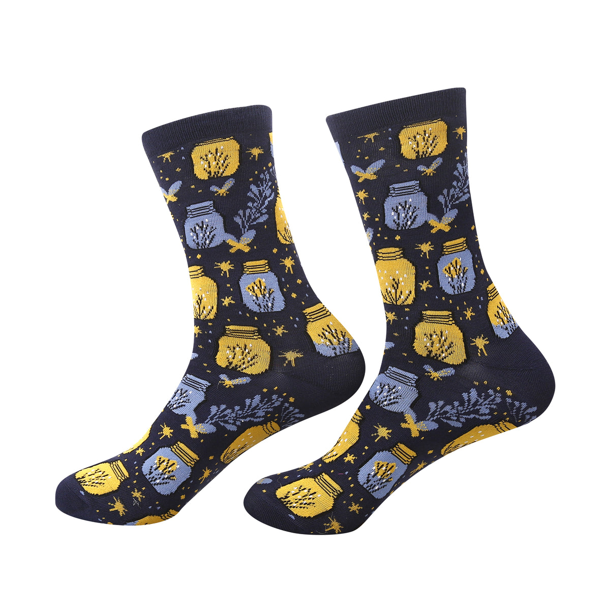 SK125BU - Eco Chic Eco-Friendly Bamboo Socks Jars and Fireflies Blue
