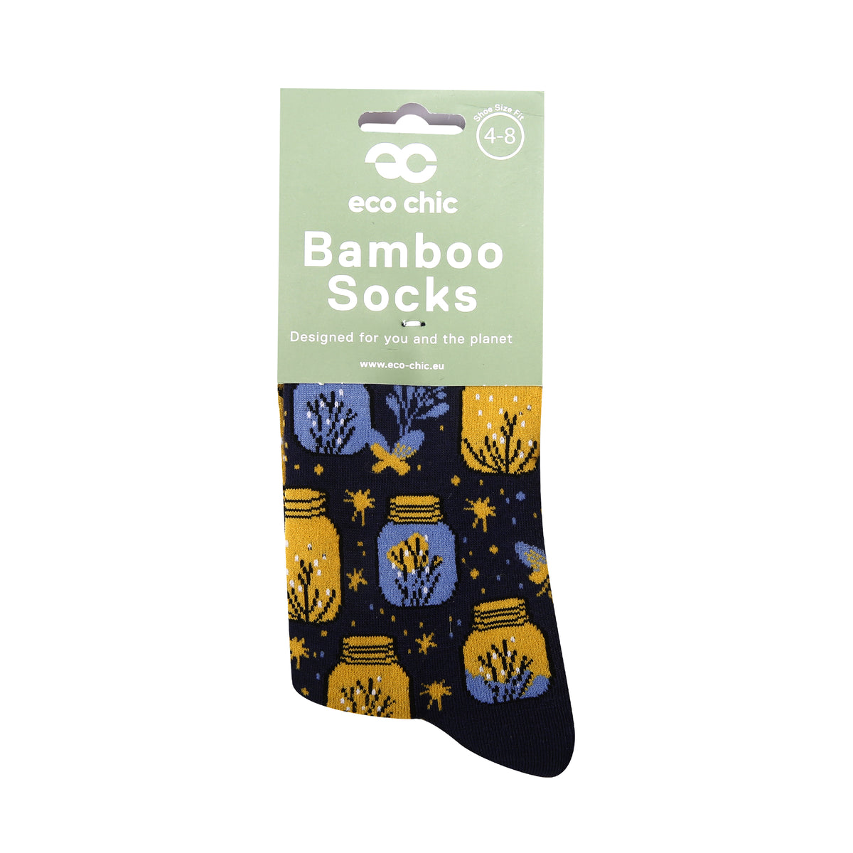 SK125BU - Eco Chic Eco-Friendly Bamboo Socks Jars and Fireflies Blue