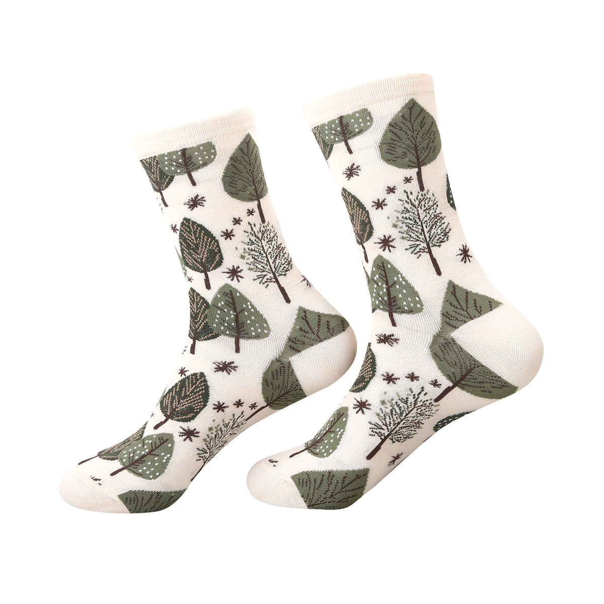 SK126BG - Eco Chic Eco-Friendly Bamboo Socks Rhythm of Trees Beige