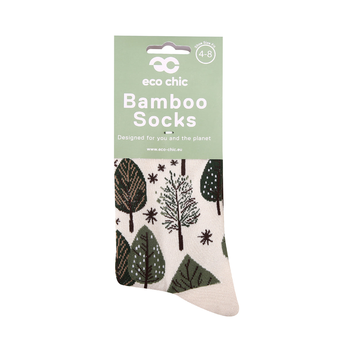 SK126BG - Eco Chic Eco-Friendly Bamboo Socks Rhythm of Trees Beige