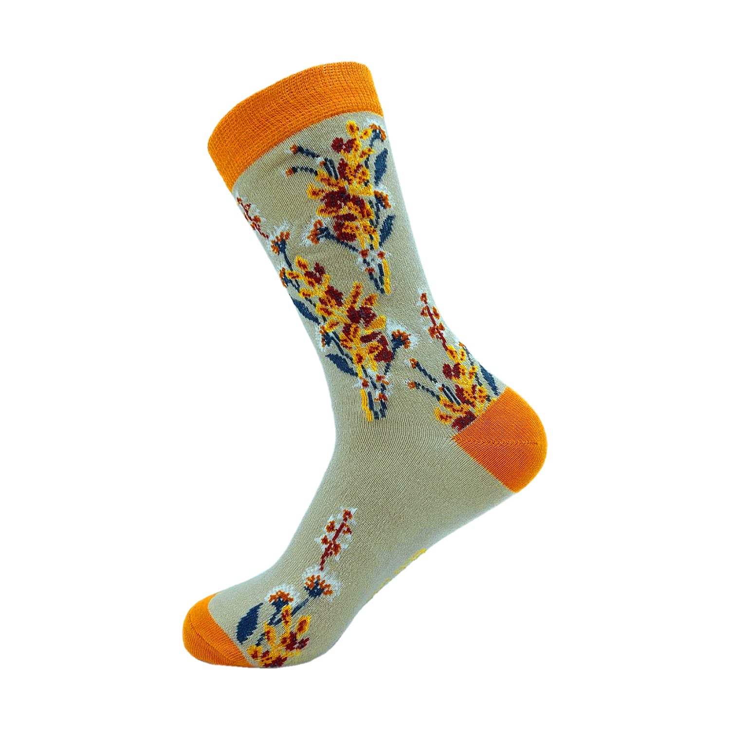 SK16BG - Eco Chic Eco-Friendly Bamboo Socks Flowers Beige