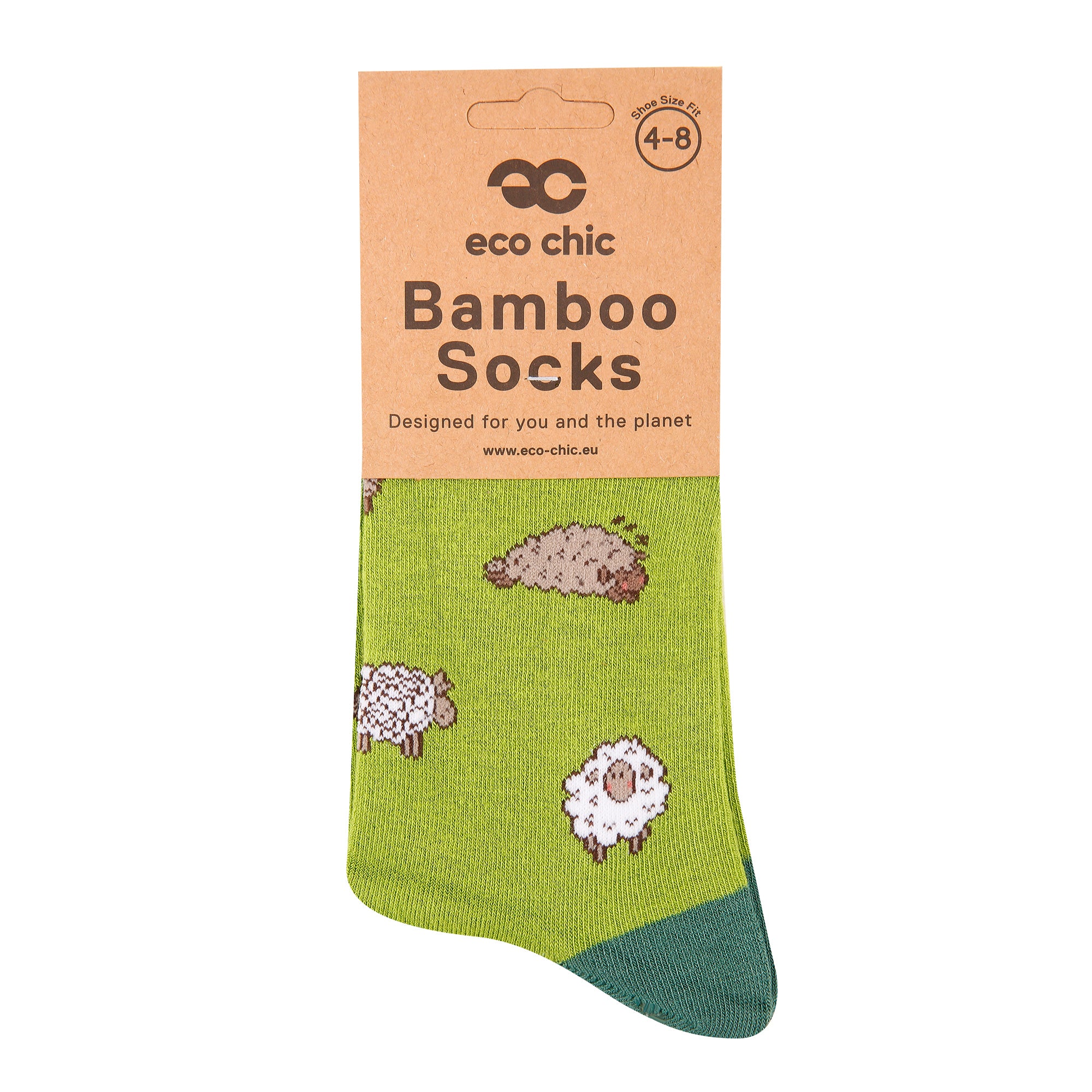 SK44GN - Eco Chic Eco-Friendly Bamboo Socks Cute Sheep Green