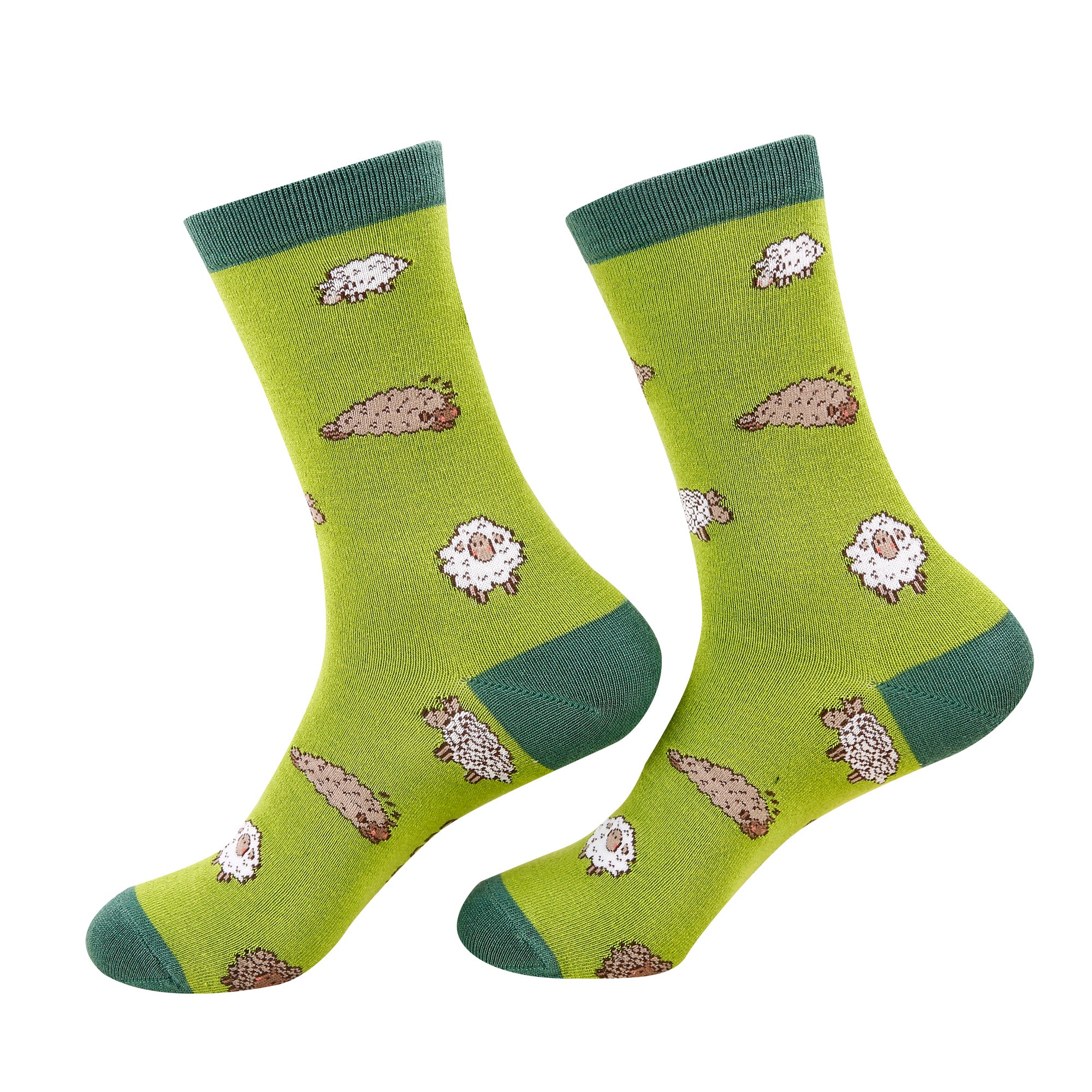 SK44GN - Eco Chic Eco-Friendly Bamboo Socks Cute Sheep Green