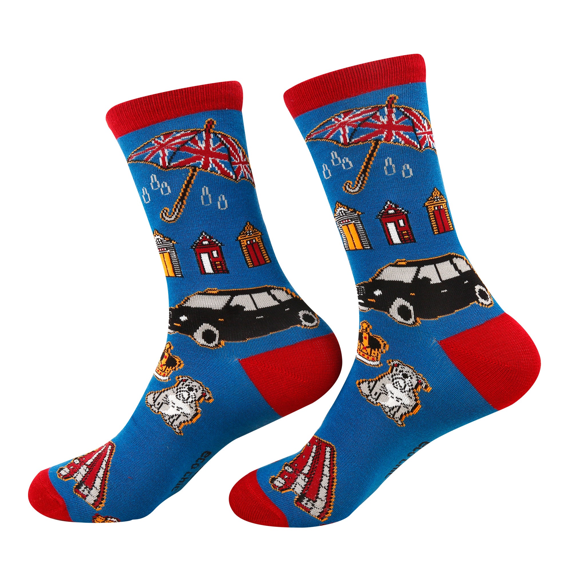 SK94NY - Eco Chic Eco-Friendly Bamboo Socks Cute Great Britain Navy