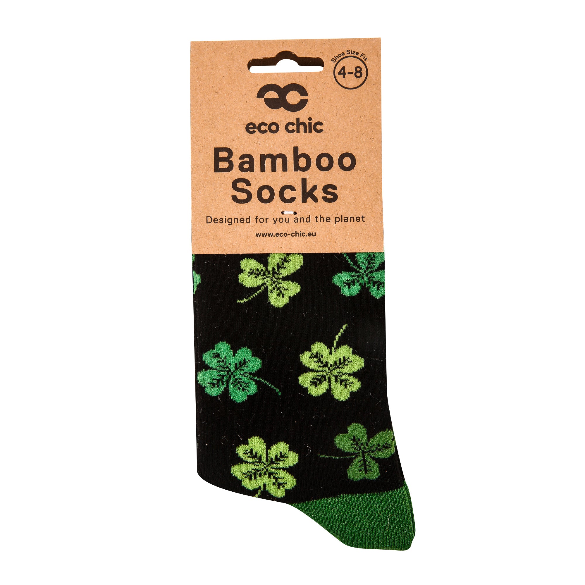 SK95BK - Eco Chic Eco-Friendly Bamboo Socks Cute Shamrock Black