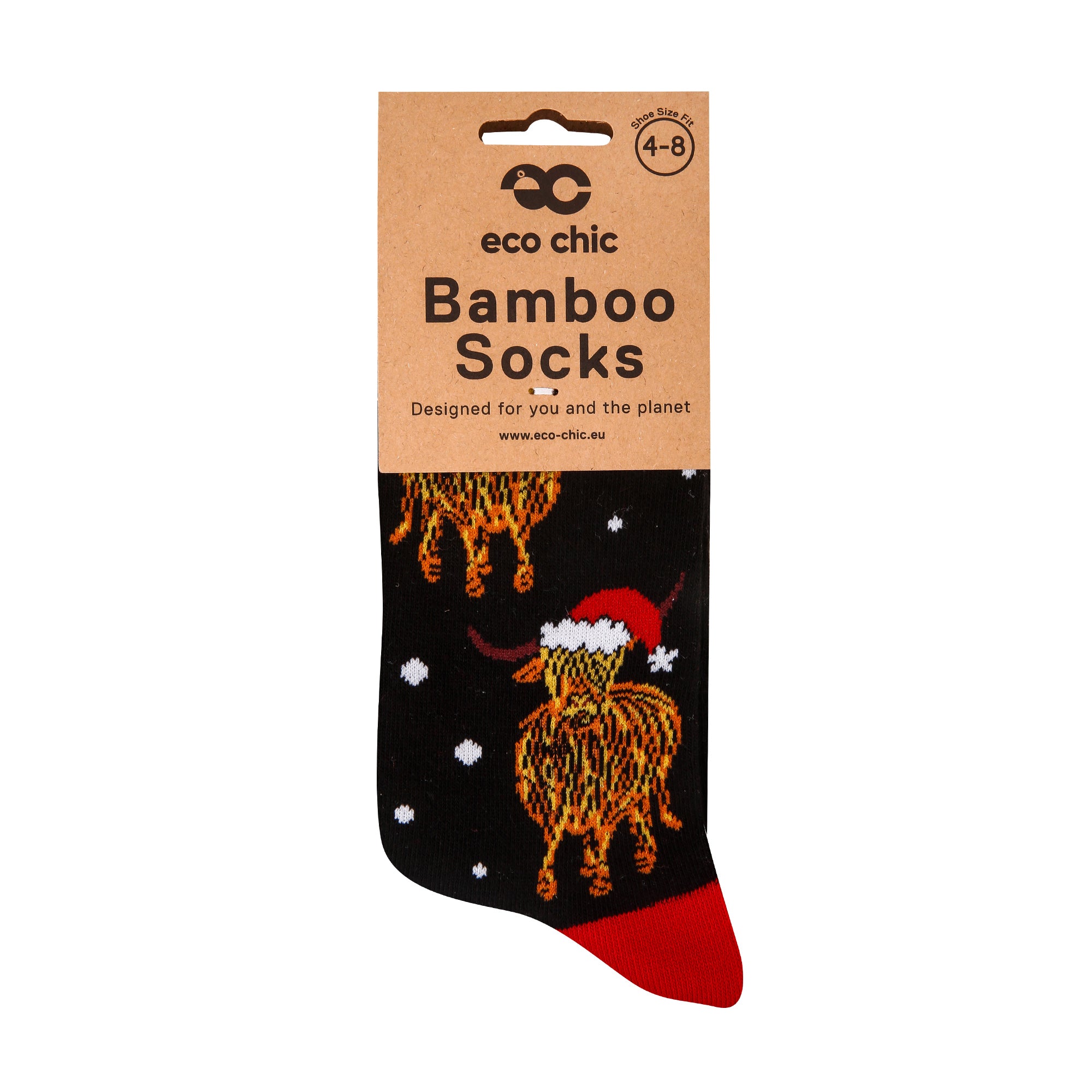 SKB02 - Eco Chic Eco-Friendly Bamboo Christmas Socks Highland Cow