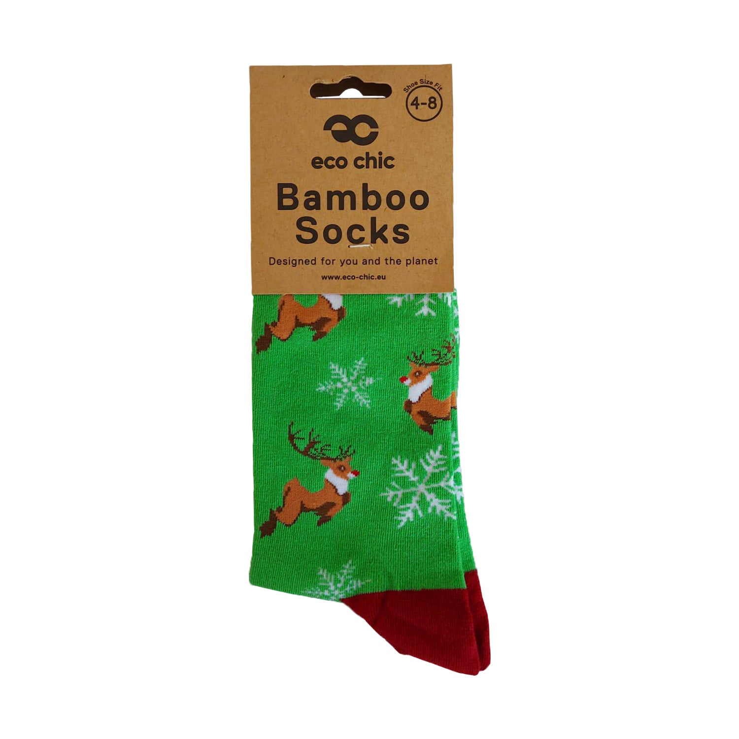 SKB06 - Eco Chic Eco-Friendly Bamboo Christmas Socks - Reindeer
