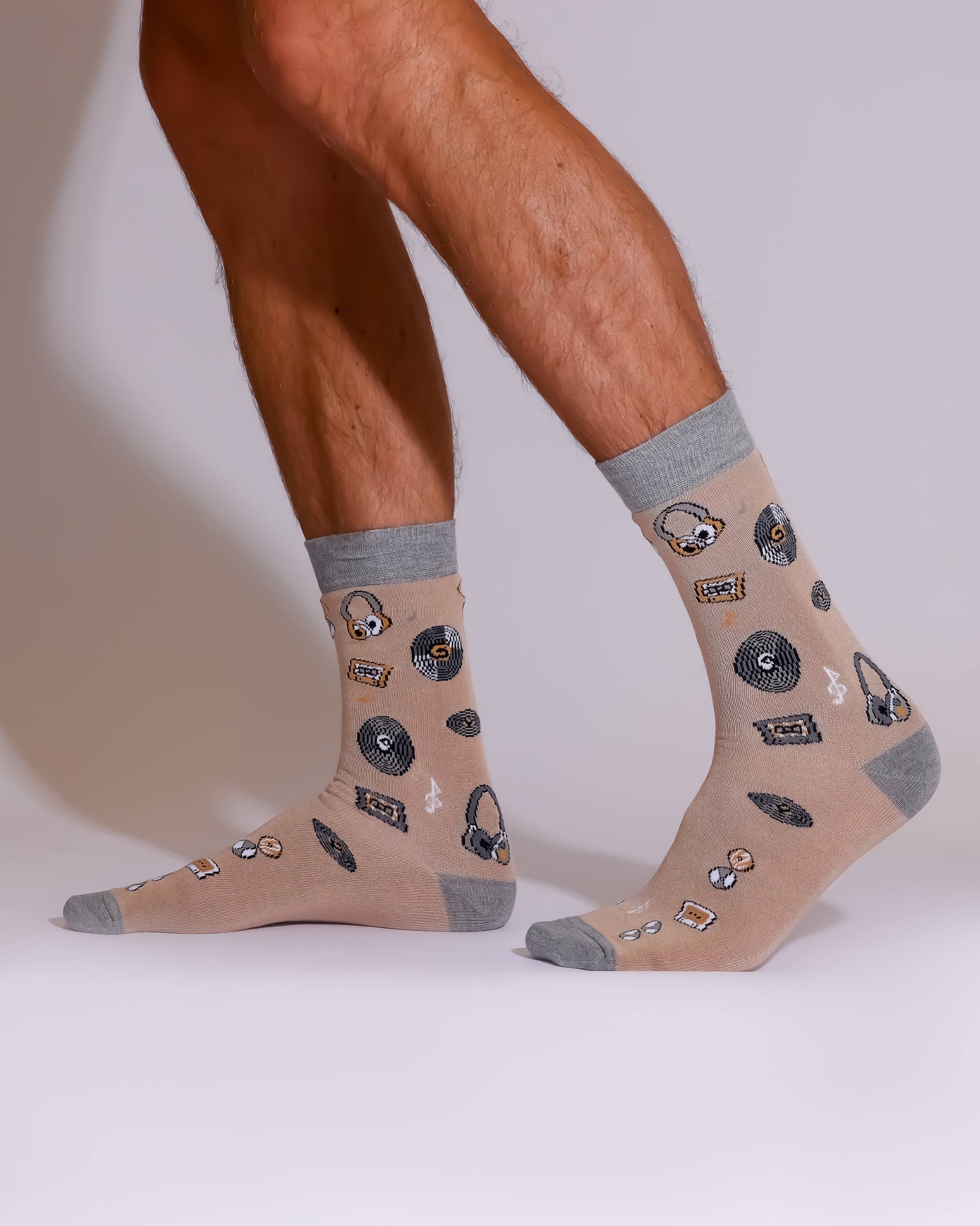SKL05BG - Eco Chic Eco-Friendly Bamboo Socks Music Compilation Beige