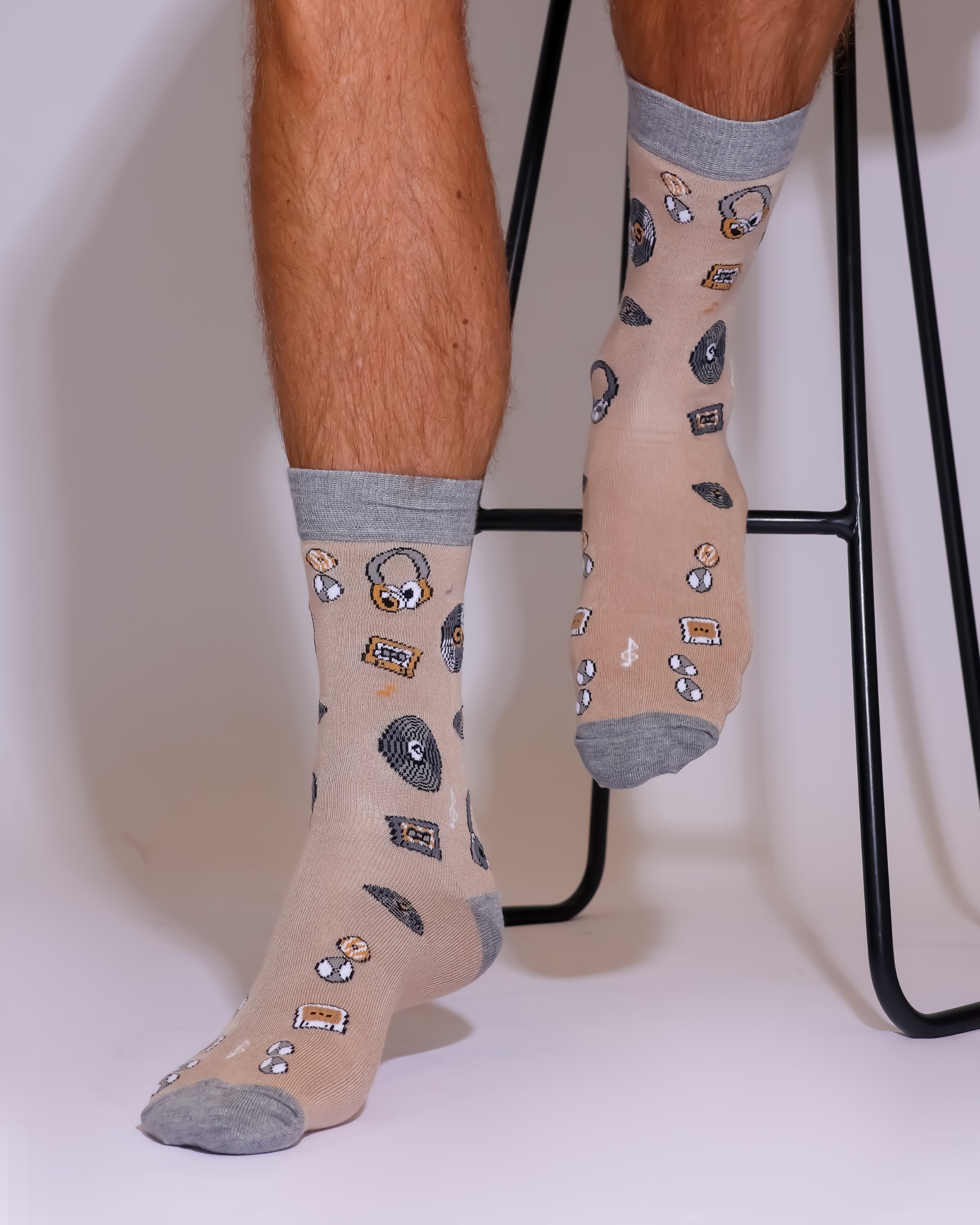 SKL05BG - Eco Chic Eco-Friendly Bamboo Socks Music Compilation Beige