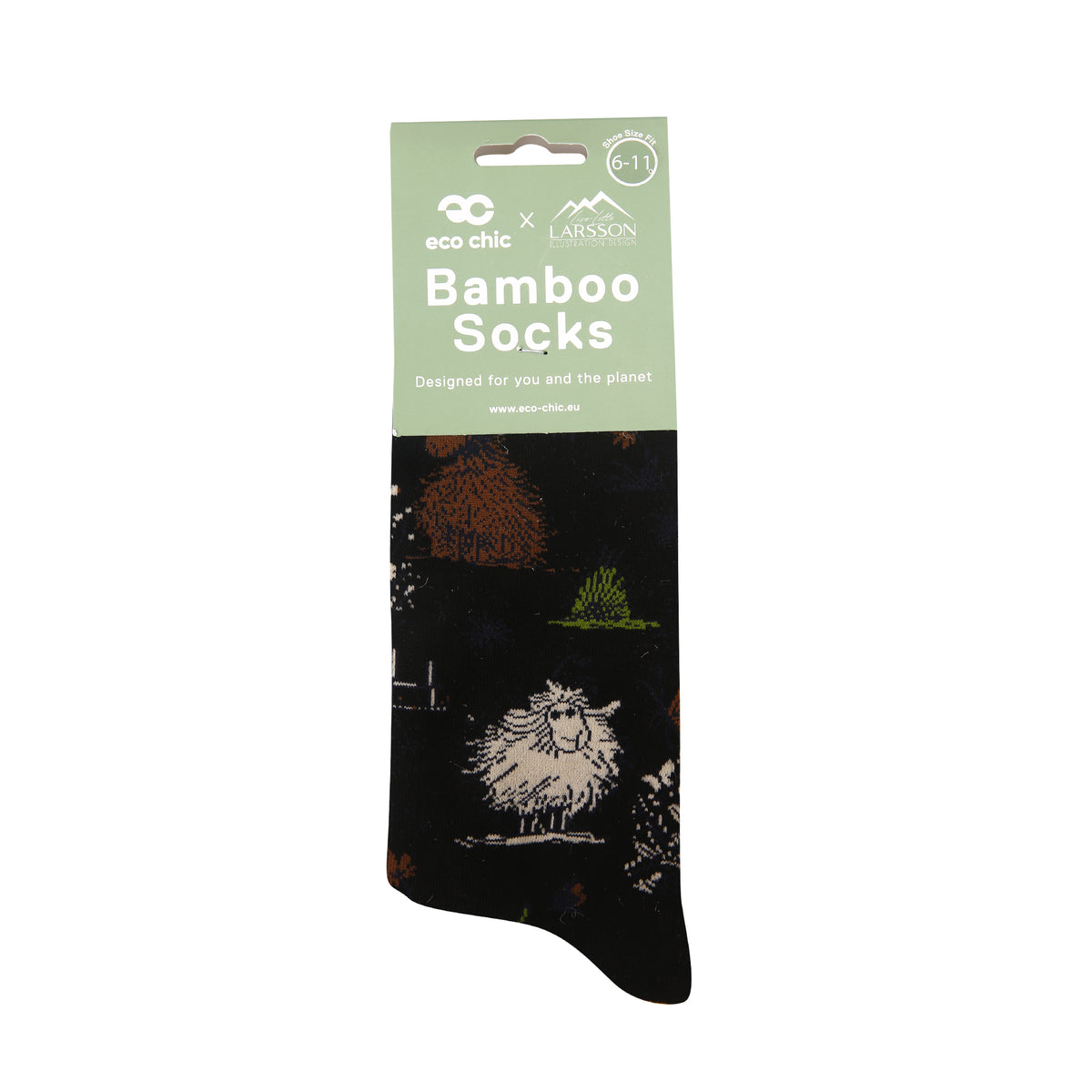 SKL119BK - Eco Chic Eco-Friendly Bamboo Socks Whimsy Sheep Black