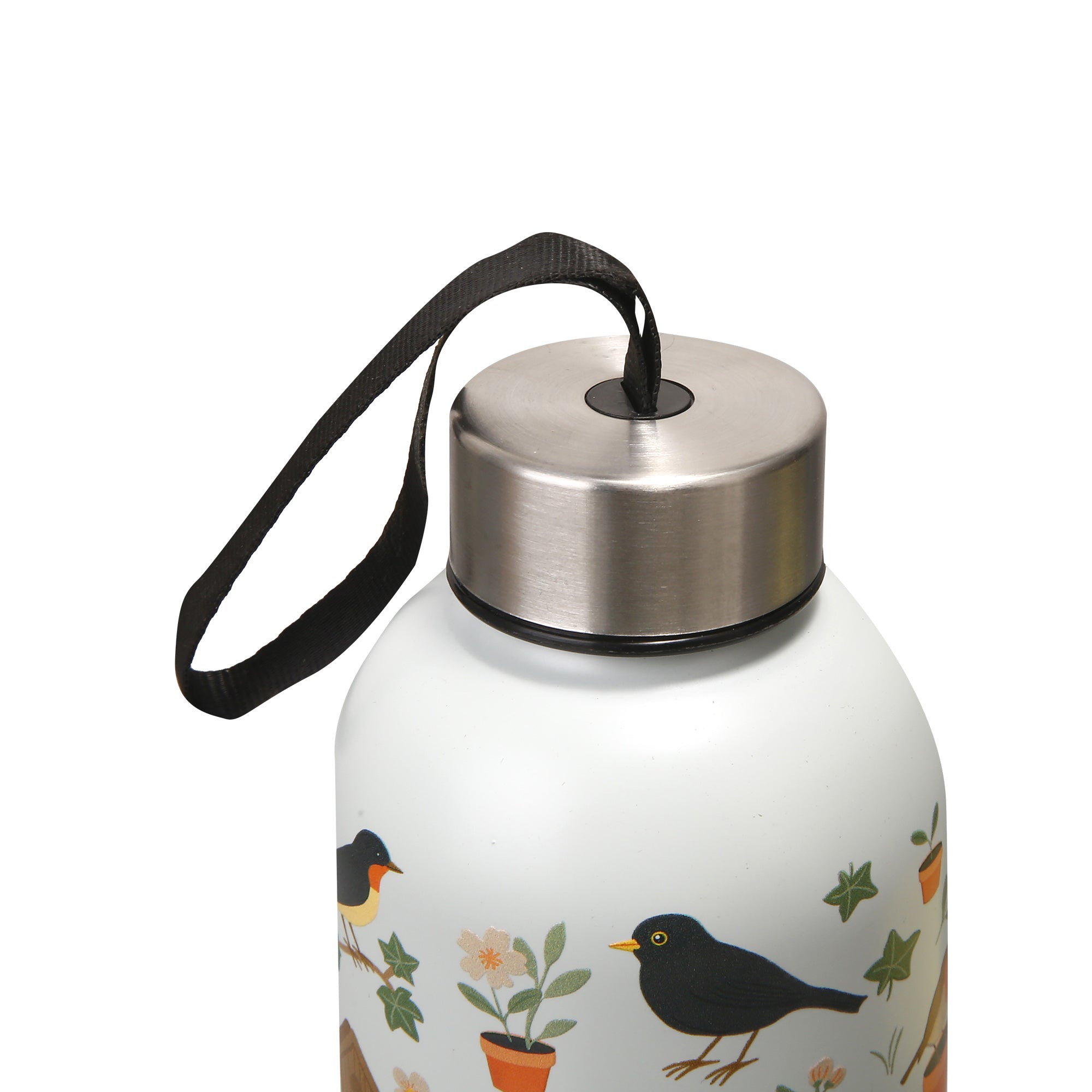 T108 - Eco Chic Thermal Bottle Garden Birds White