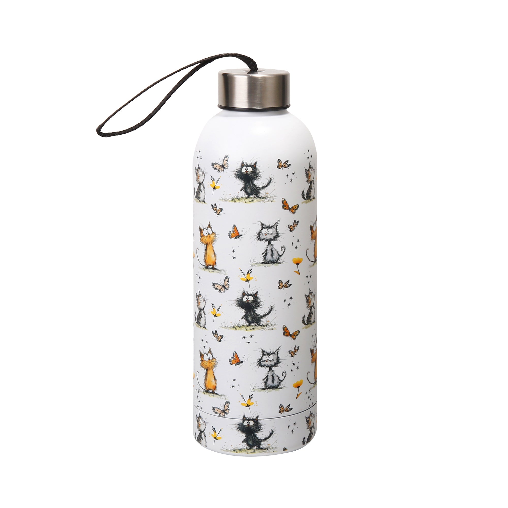 T111 - Eco Chic Thermal Bottle Whimsy Cats White