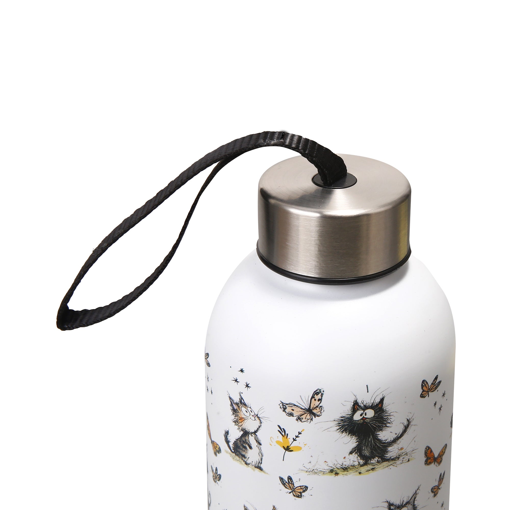 T111 - Eco Chic Thermal Bottle Whimsy Cats White