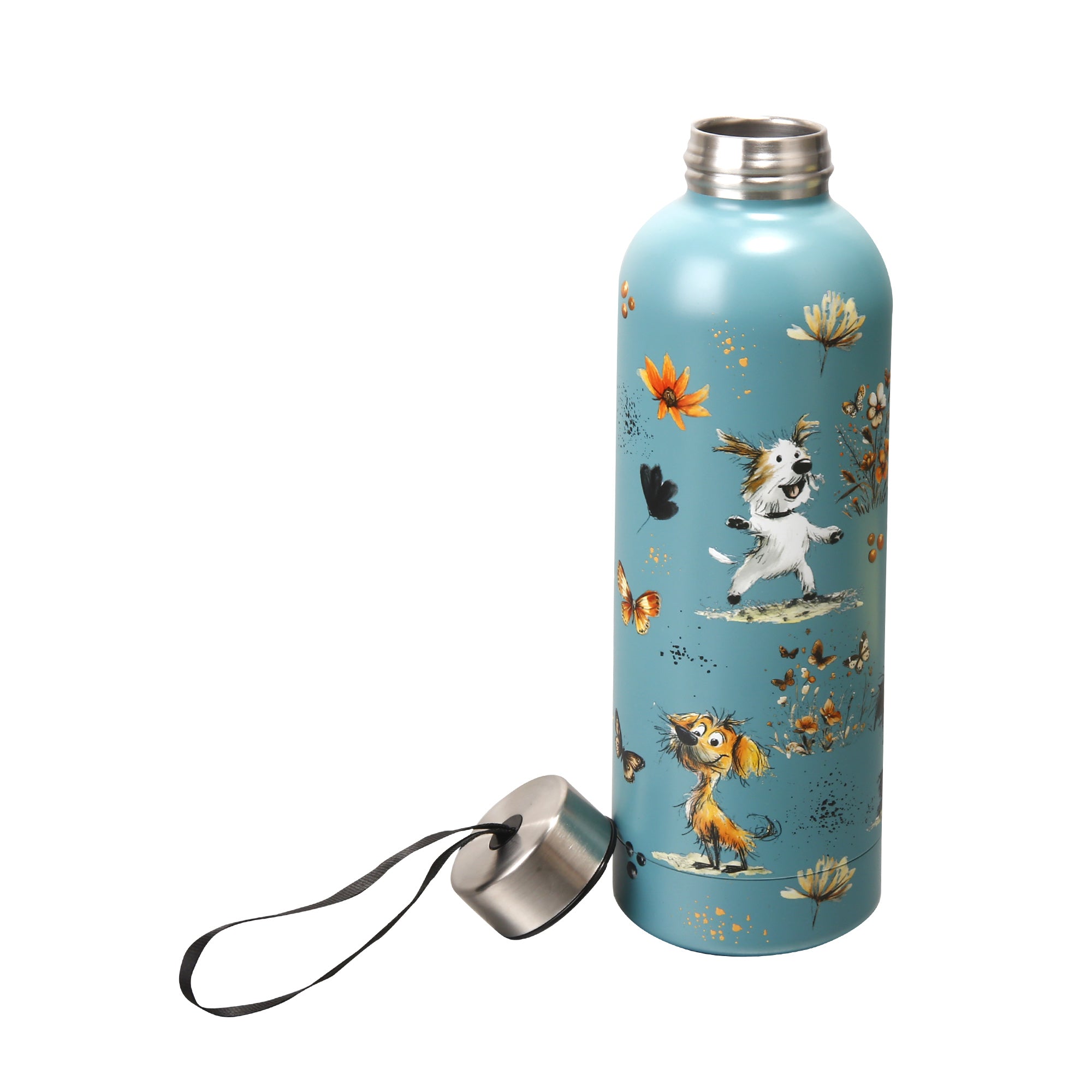 T118 - Eco Chic Thermal Bottle Whimsy Dogs Blue