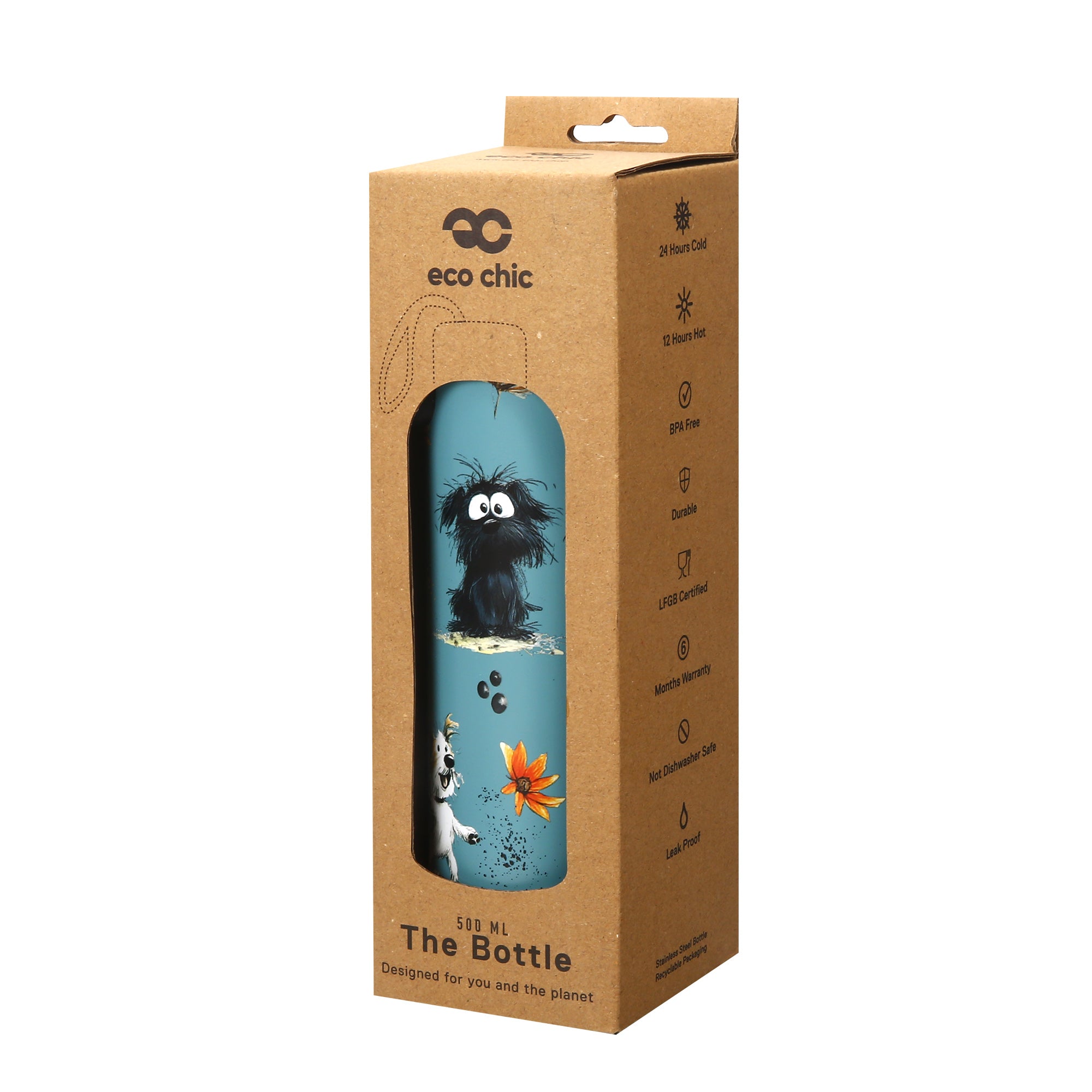 T118 - Eco Chic Thermal Bottle Whimsy Dogs Blue