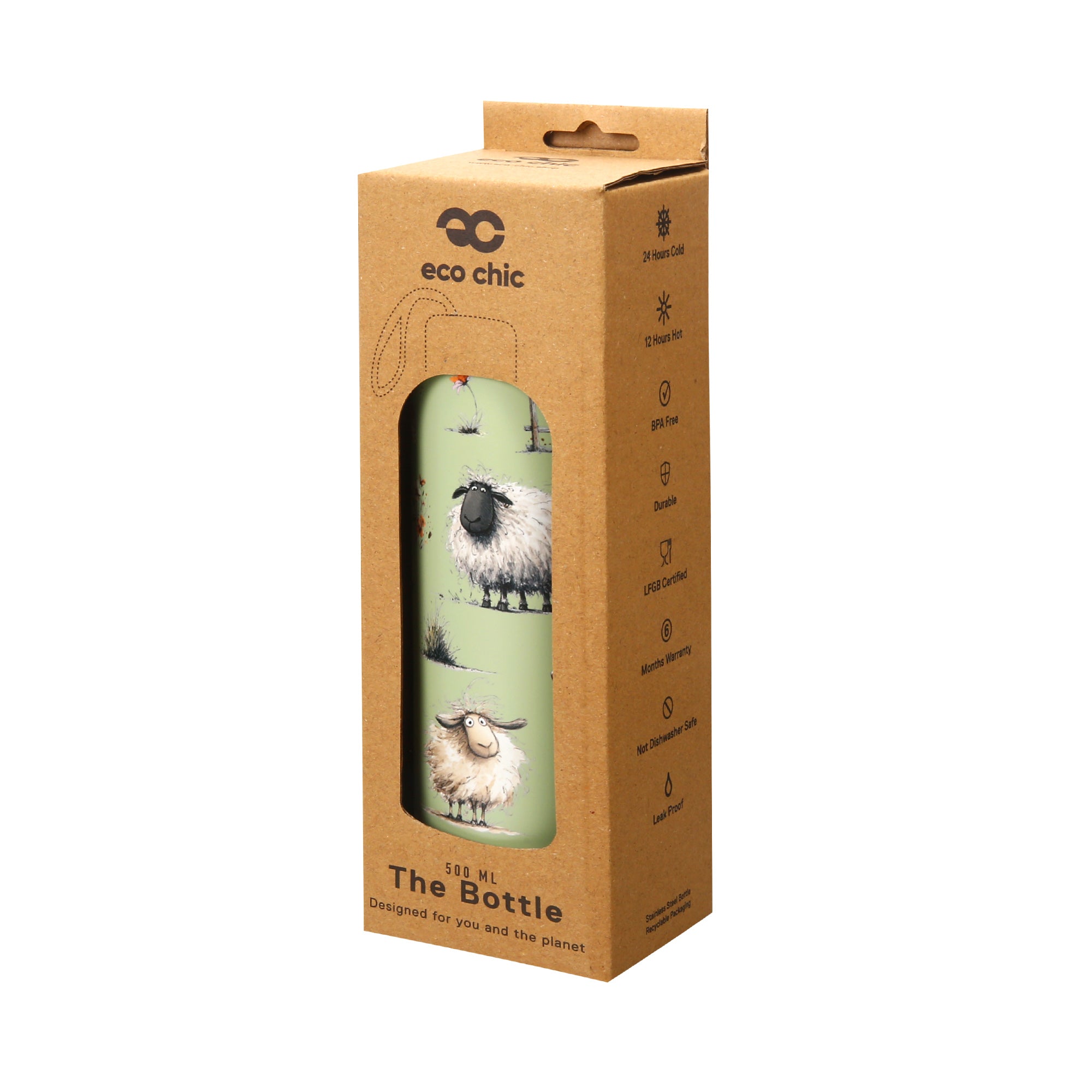T119 - Eco Chic Thermal Bottle Whimsy Sheep Green