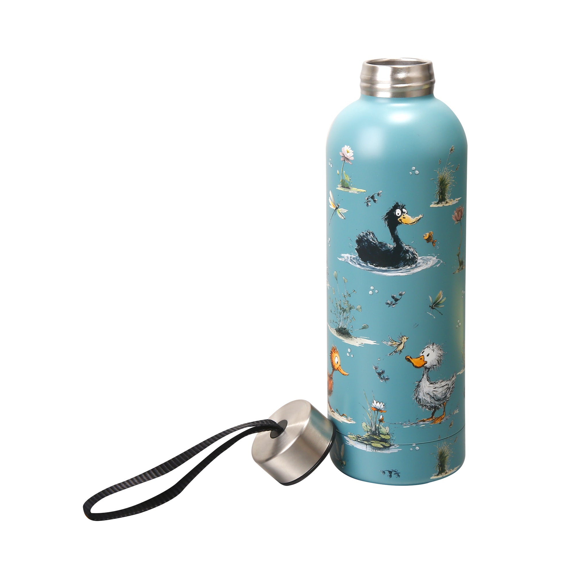 T120 - Eco Chic Thermal Bottle Whimsy Ducks Blue