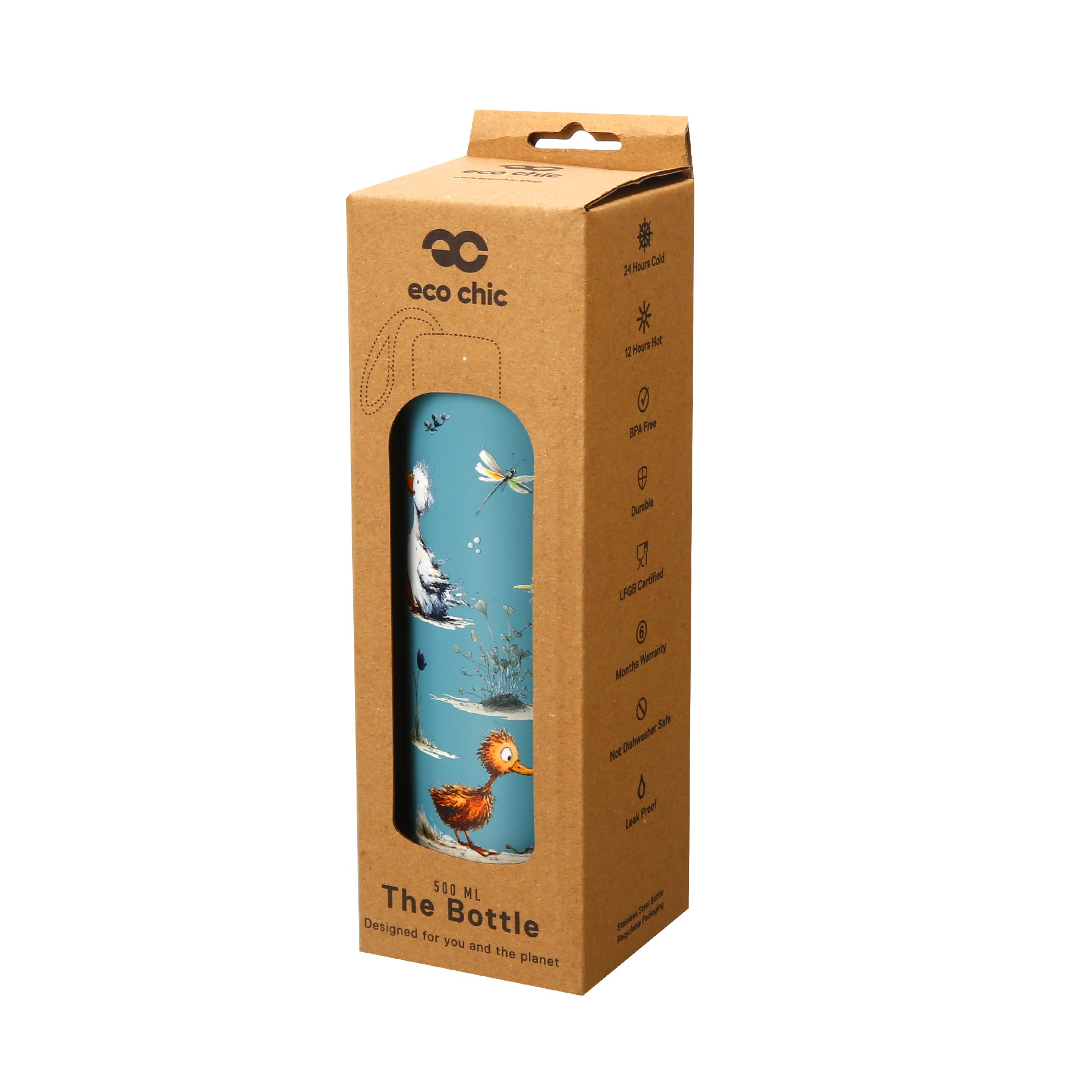 T120 - Eco Chic Thermal Bottle Whimsy Ducks Blue