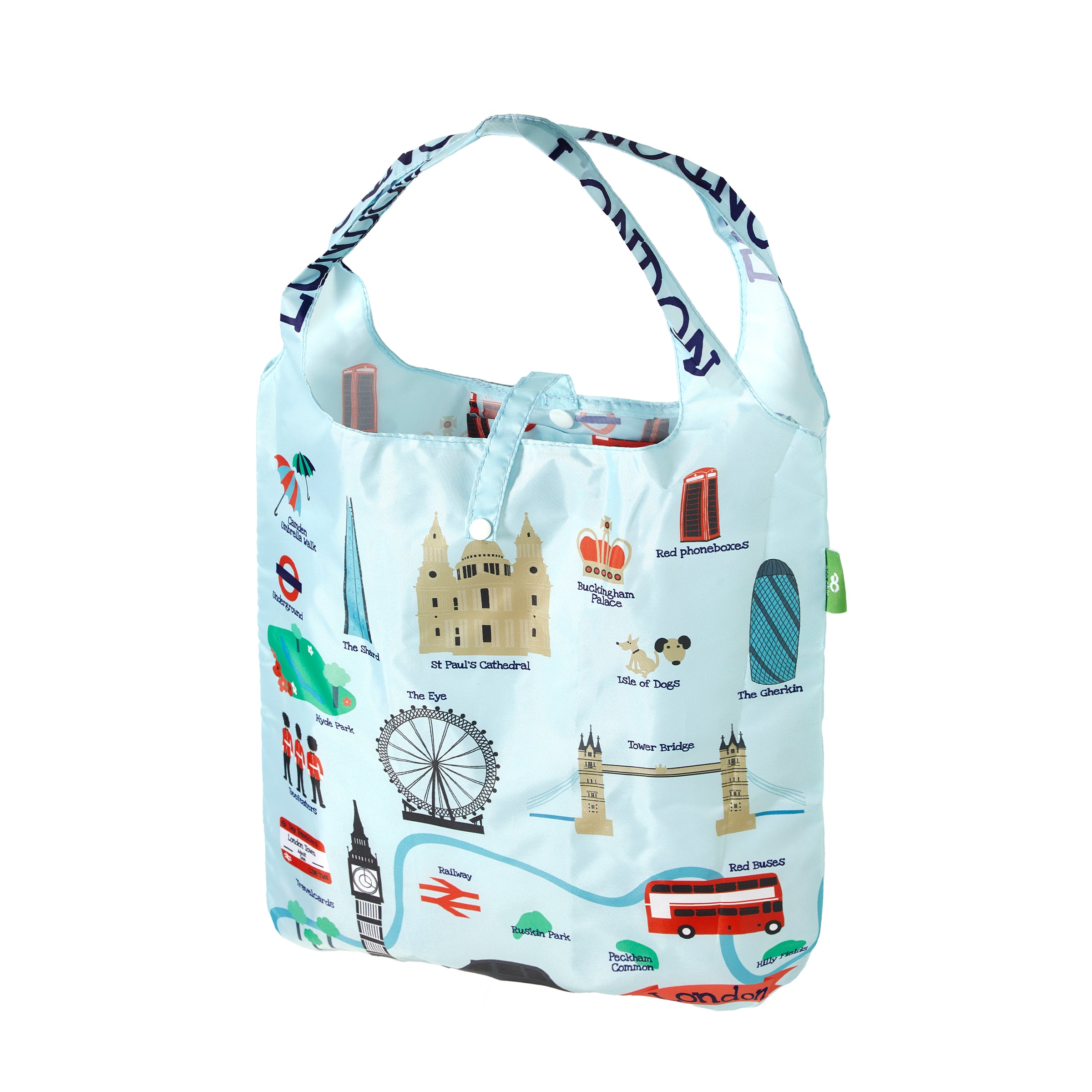 TRA000 - Eco Chic Lightweight Foldable Reusable Shopping Bag New London (Pack of 2)