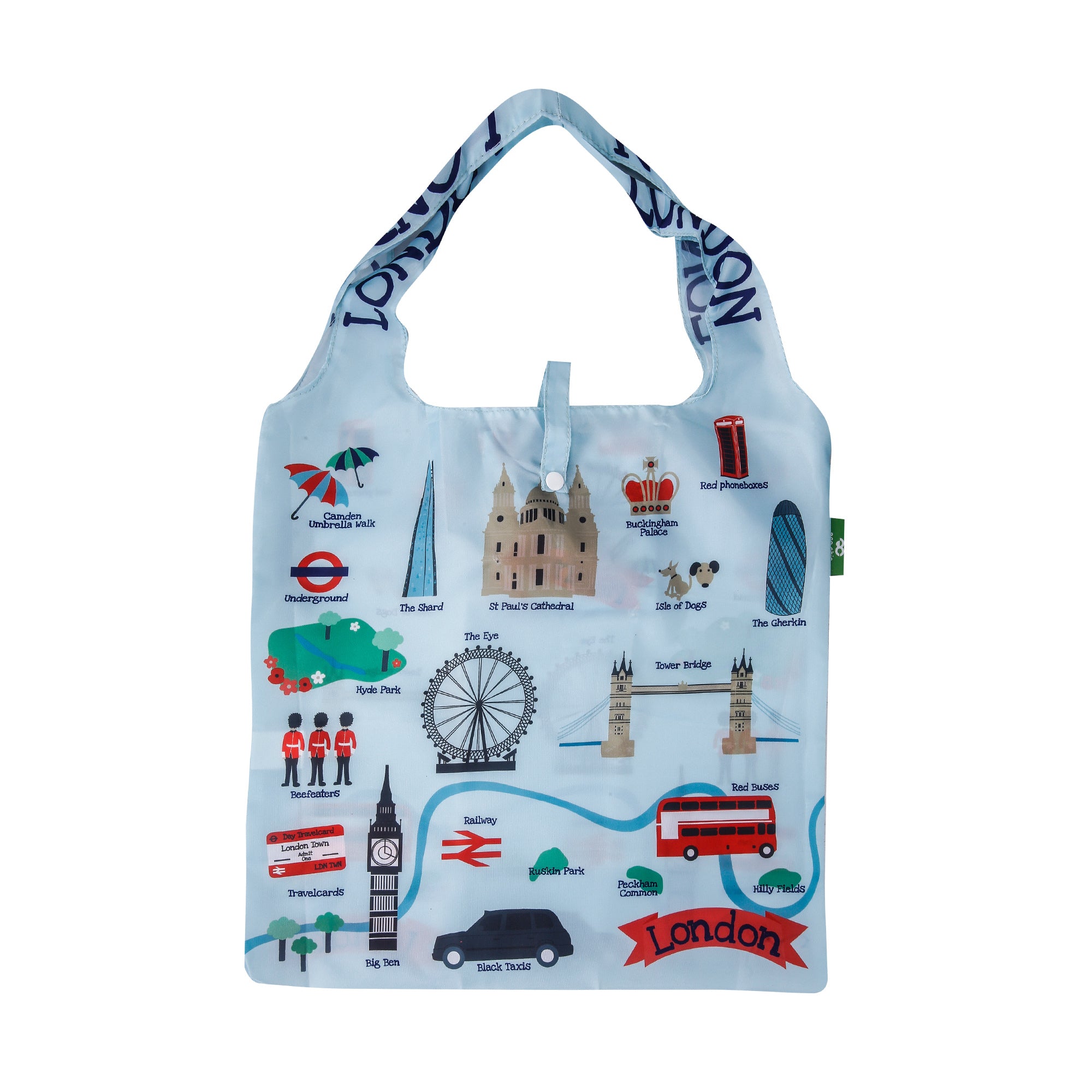 TRA000 - Eco Chic Lightweight Foldable Reusable Shopping Bag New London (Pack of 2)