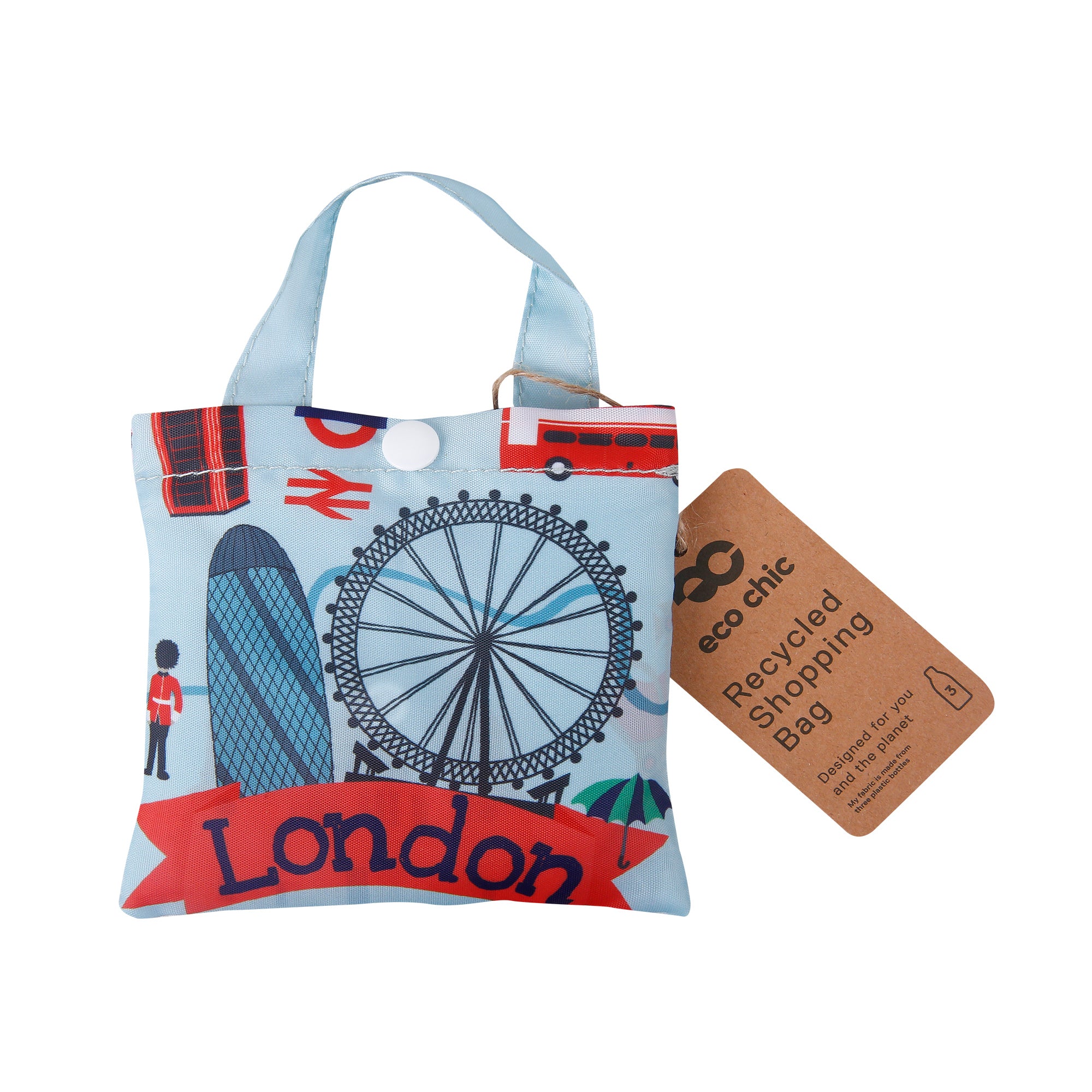 TRA000 - Eco Chic Lightweight Foldable Reusable Shopping Bag New London (Pack of 2)