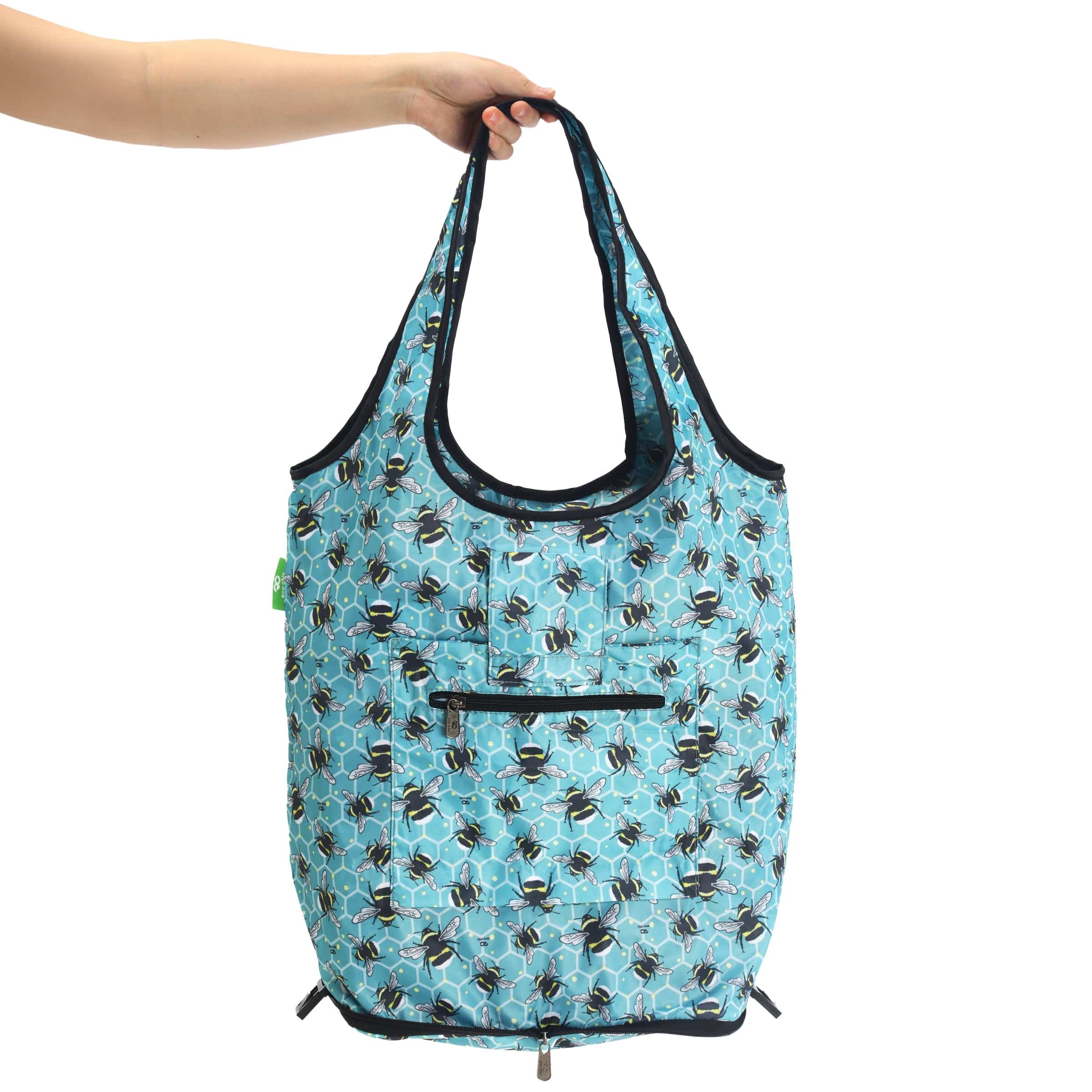 Eco Chic Retail Ltd Eco Chic Collapsible Shopping Trolley with Detachable Tote Bag - Bumble Bees