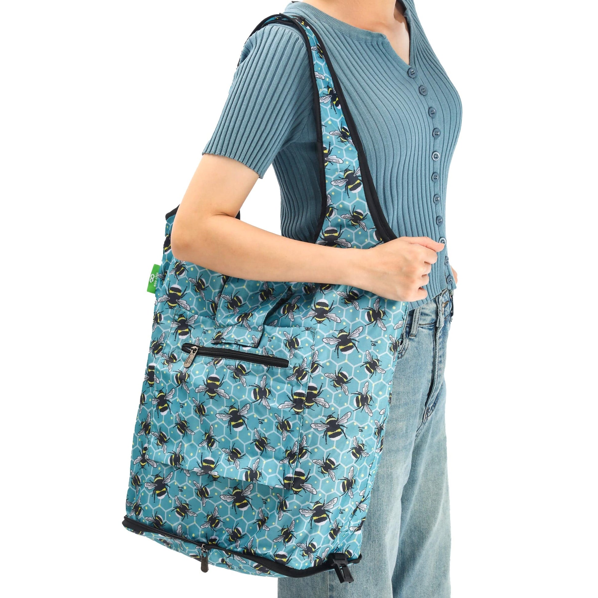 Eco Chic Retail Ltd Eco Chic Collapsible Shopping Trolley with Detachable Tote Bag - Bumble Bees