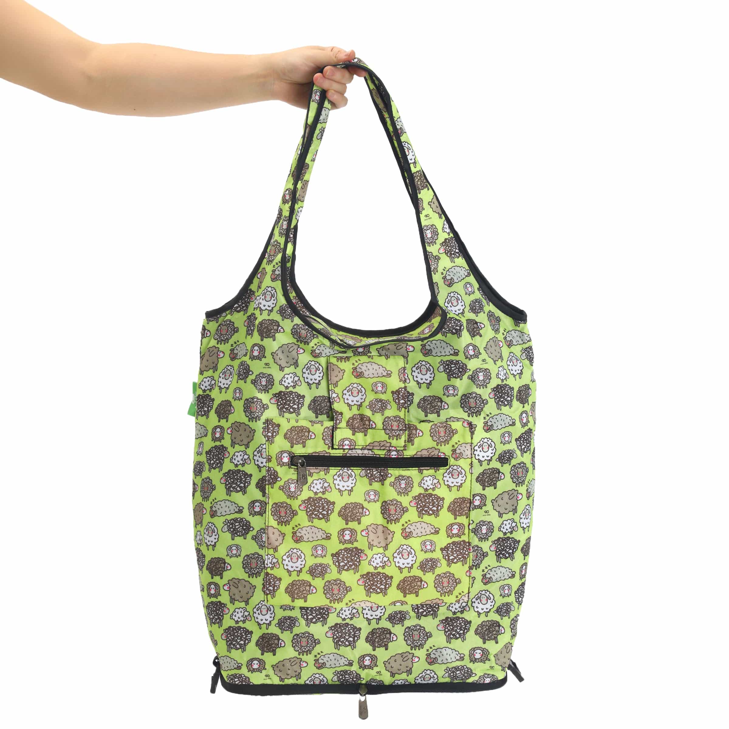 Eco Chic Retail Ltd Eco Chic Collapsible Shopping Trolley with Detachable Tote Bag - Cute Sheep