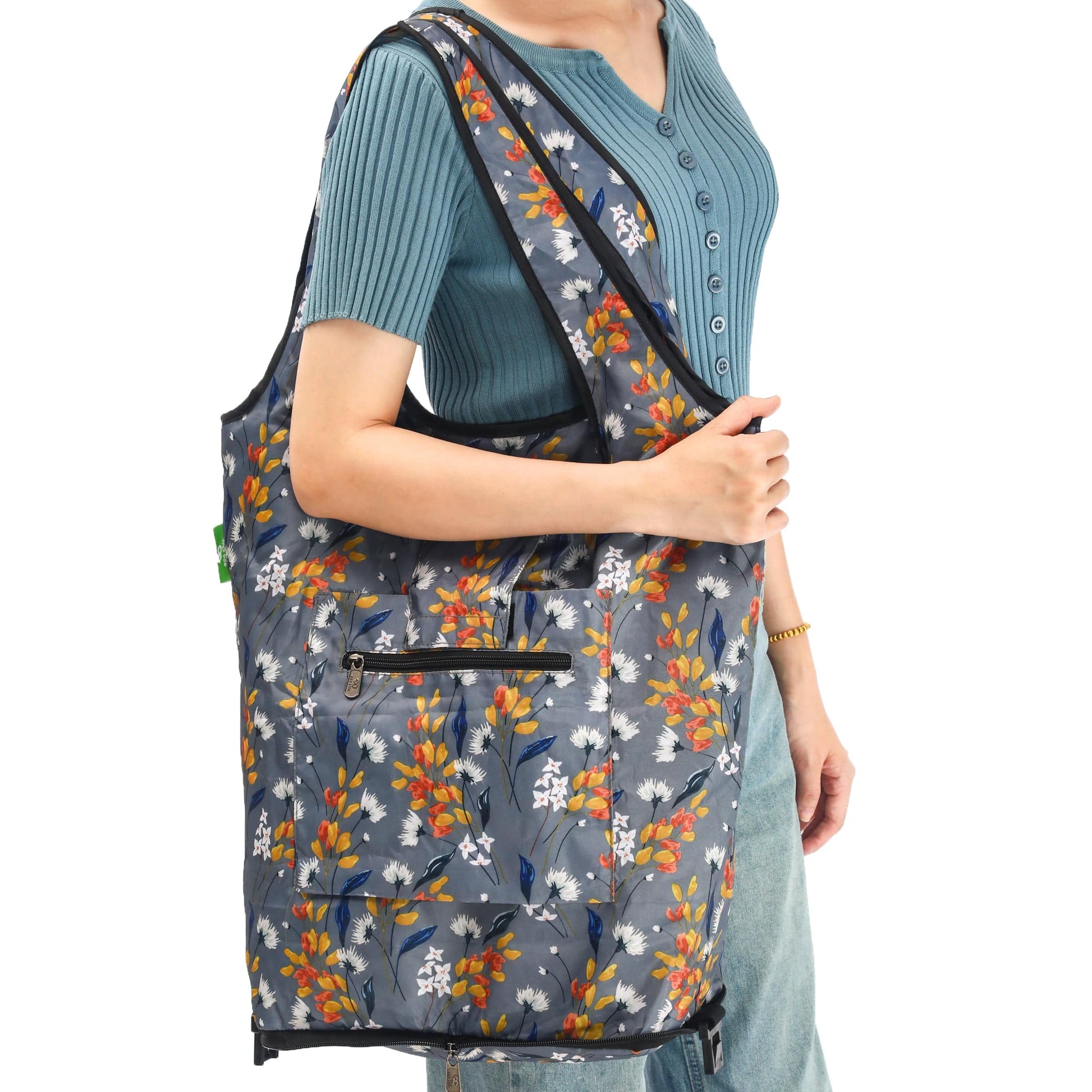 Eco Chic Retail Ltd Eco Chic Collapsible Shopping Trolley with Detachable Tote Bag - Flowers