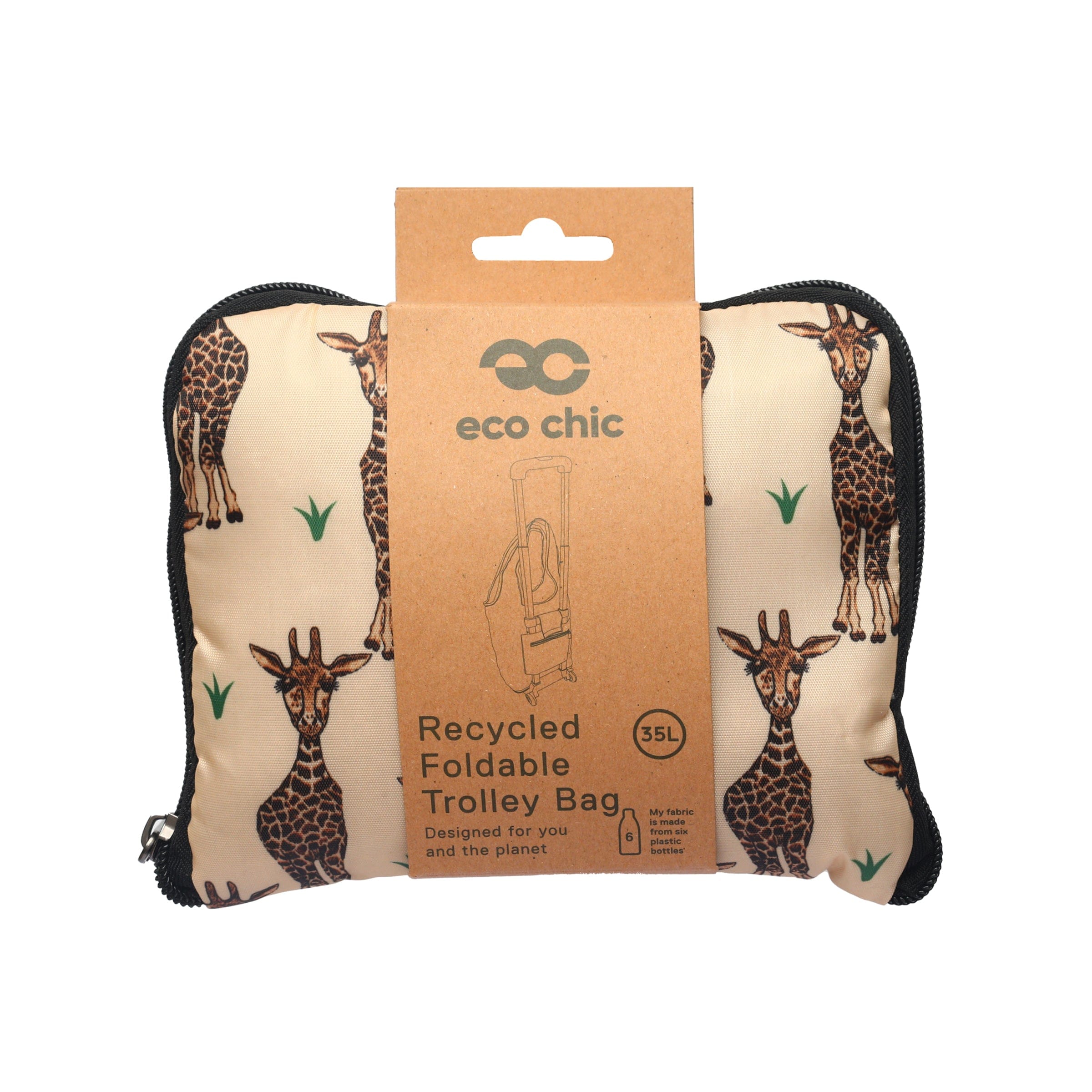 Eco Chic Retail Ltd Eco Chic Collapsible Shopping Trolley with Detachable Tote Bag - Giraffes