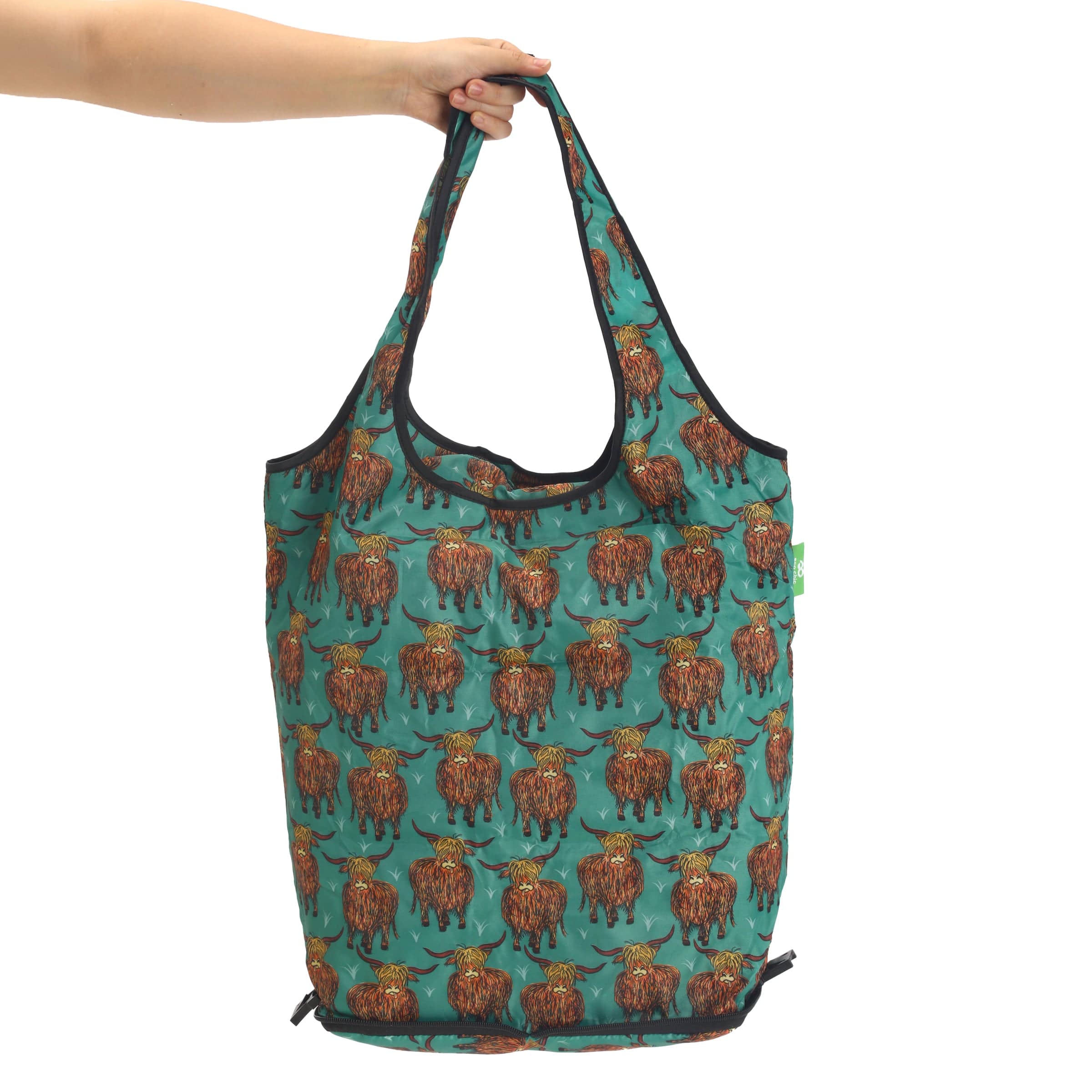 Eco Chic Retail Ltd Eco Chic Collapsible Shopping Trolley with Detachable Tote Bag - Highland Cow
