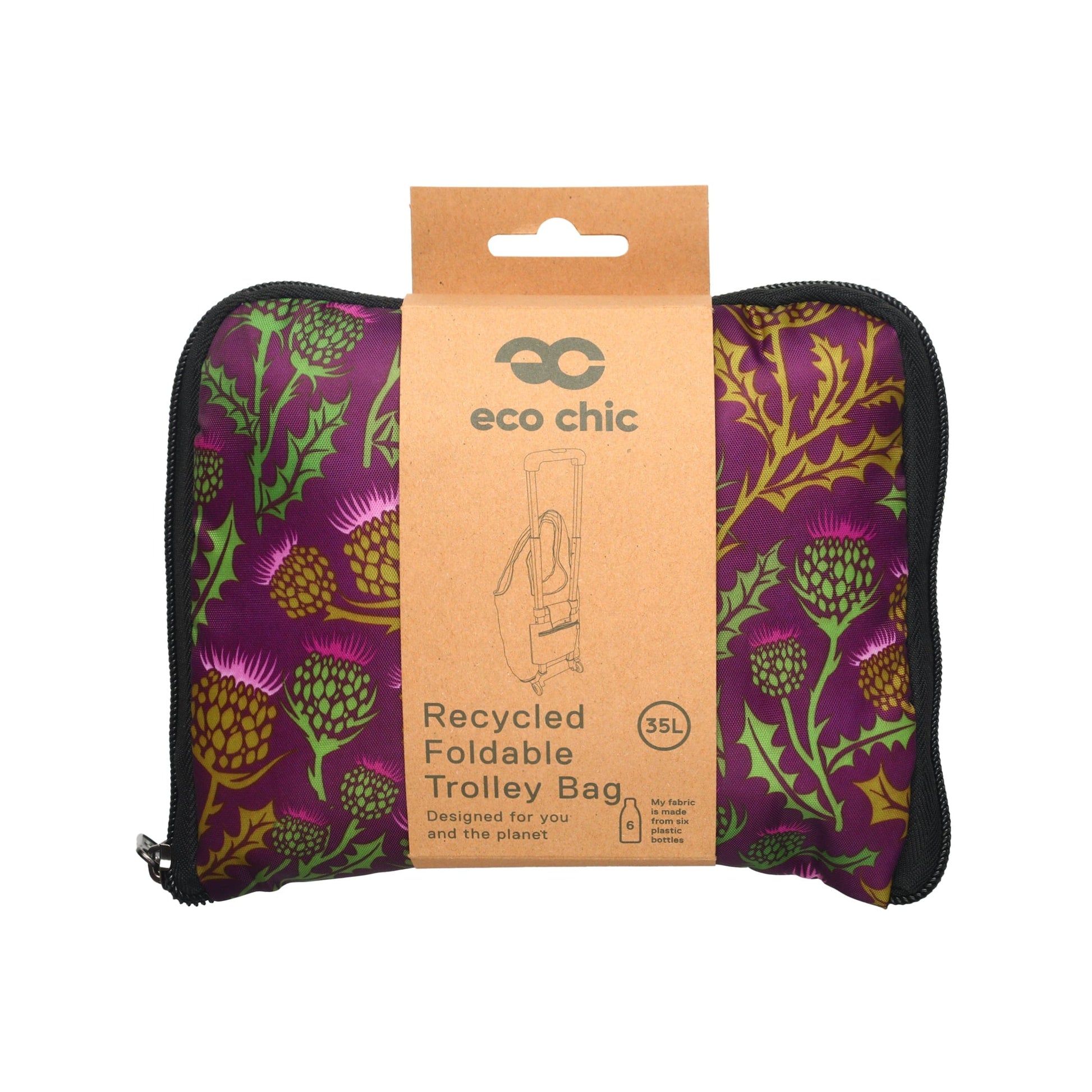 Eco Chic Retail Ltd Eco Chic Collapsible Shopping Trolley with Detachable Tote Bag - Thistle Purple