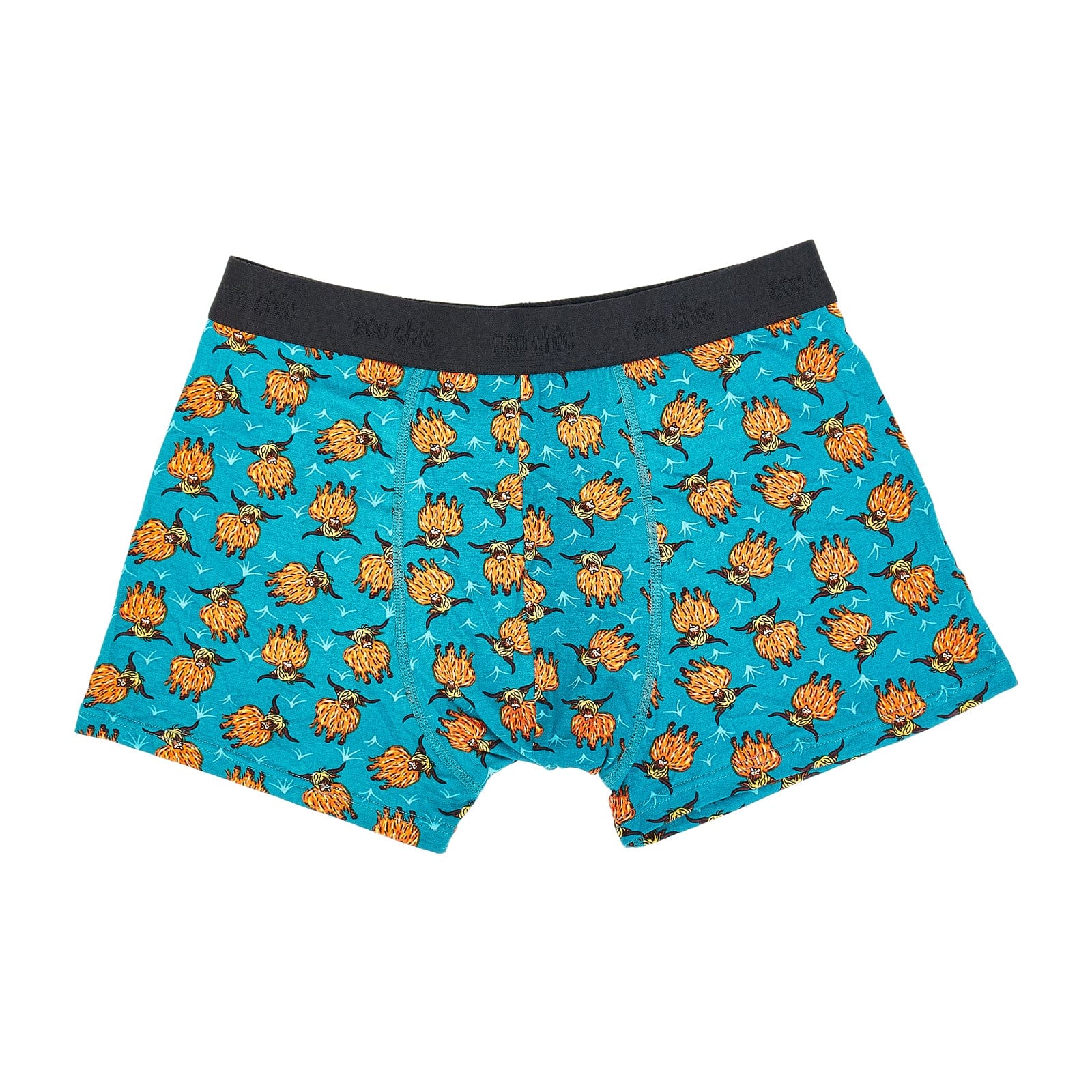 Eco Chic Retail Ltd Green / Medium Eco-Chic Eco Friendly Men's Bamboo Boxers Highland Cow