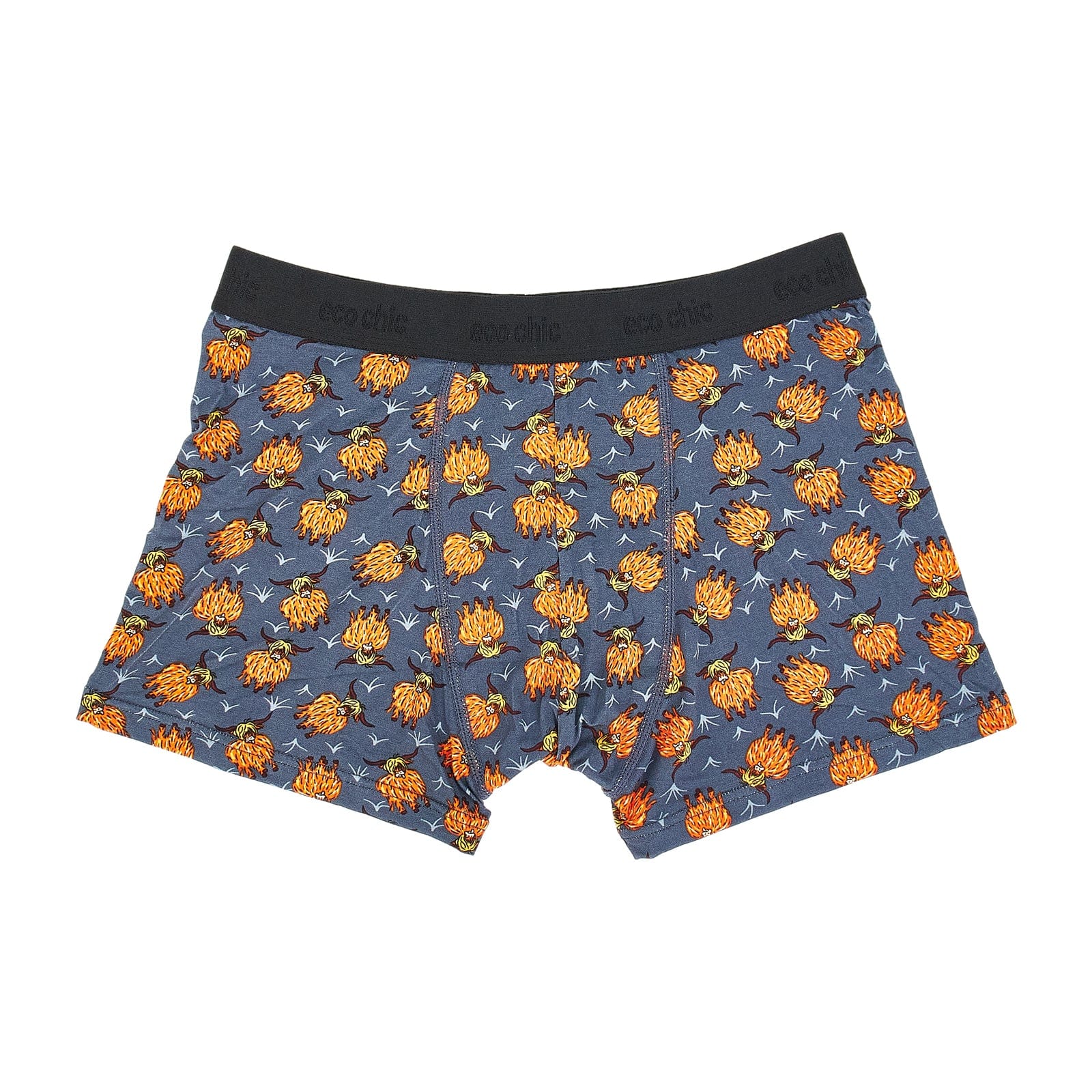 Eco Chic Retail Ltd Grey / Medium Eco-Chic Eco Friendly Men's Bamboo Boxers Highland Cow
