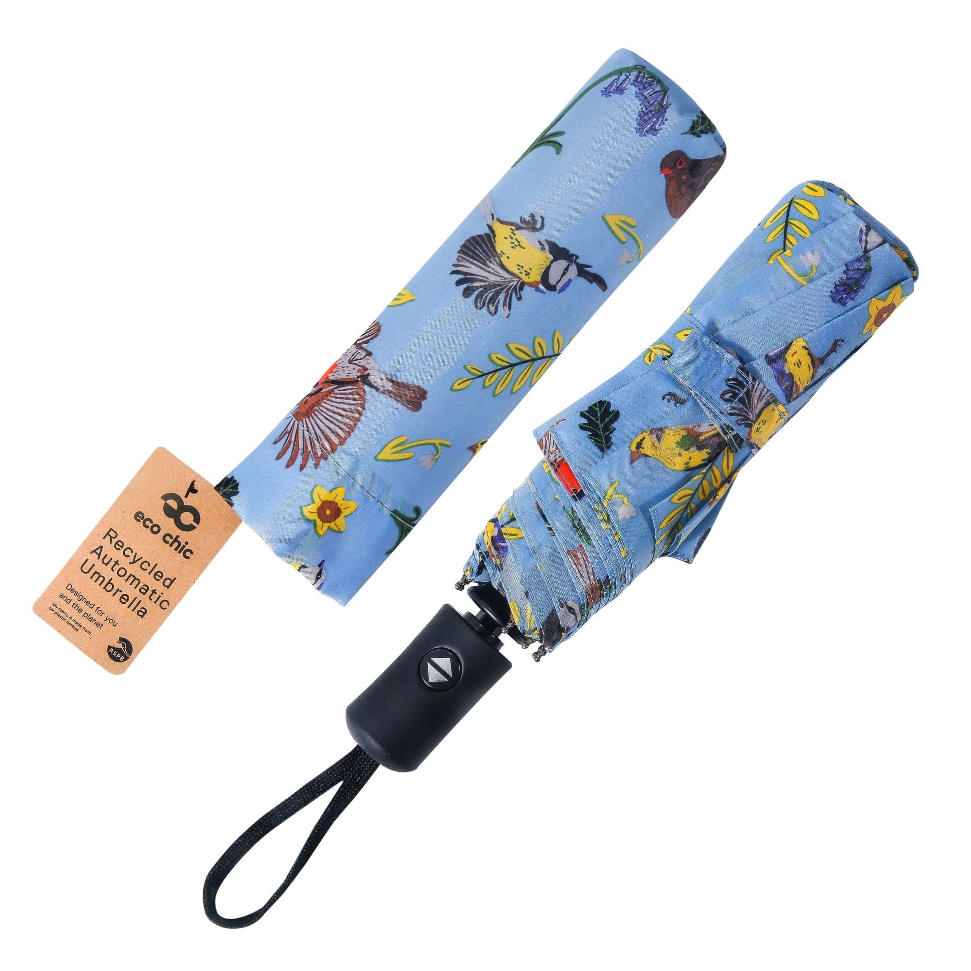 Eco Chic Eco Chic Folding Automatic Umbrella RSPB Birds