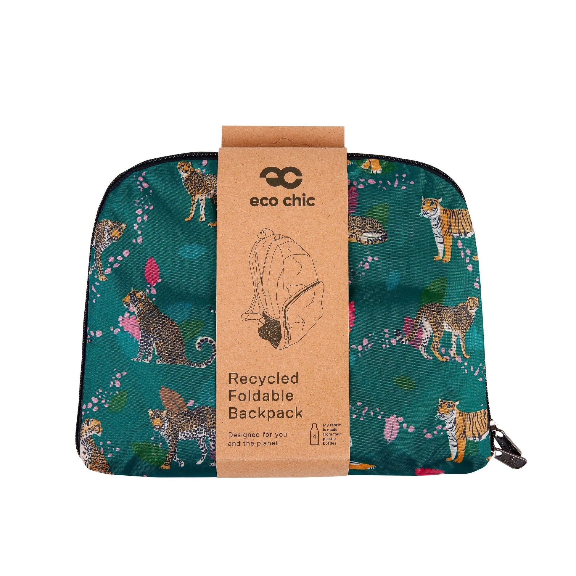 Eco Chic Eco Chic Lightweight Foldable Backpack Big Cat