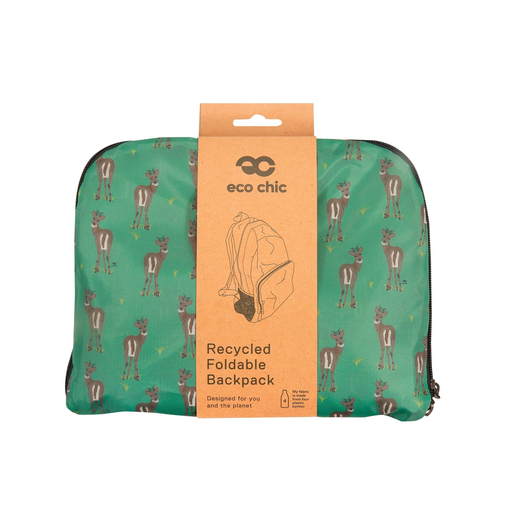Eco Chic Eco Chic Lightweight Foldable Backpack Deer