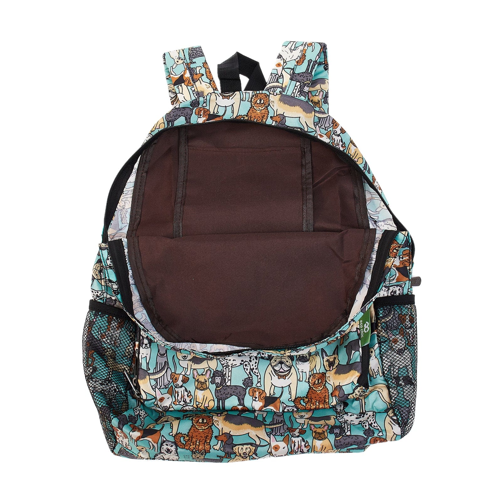 Eco Chic Teal Eco Chic Lightweight Foldable Backpack Dogs